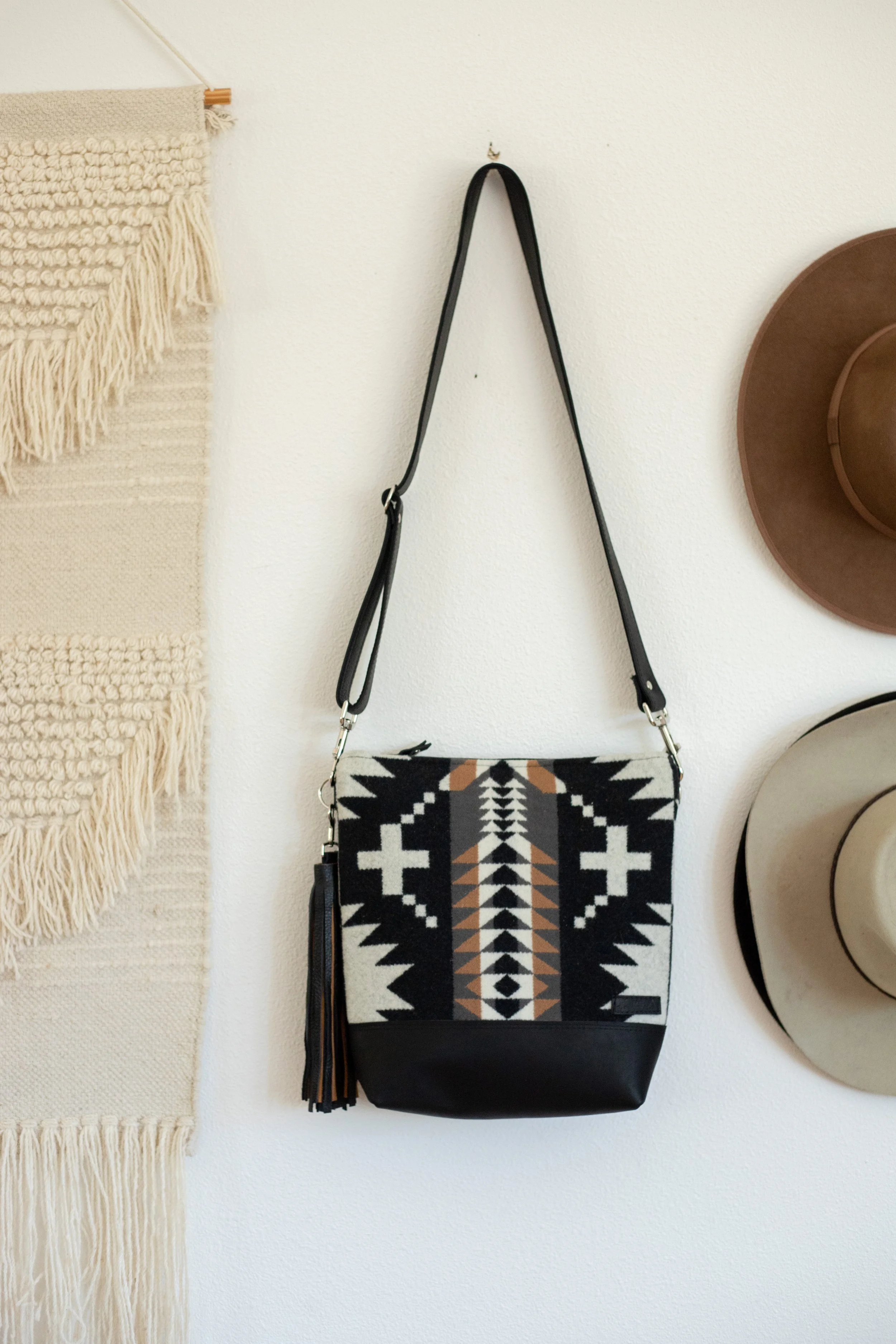 RESERVED CUSTOM BAG - Shayanne - Leather Bottom Crossbody in Spyder Rock Pendleton + Black Leather (Copy)