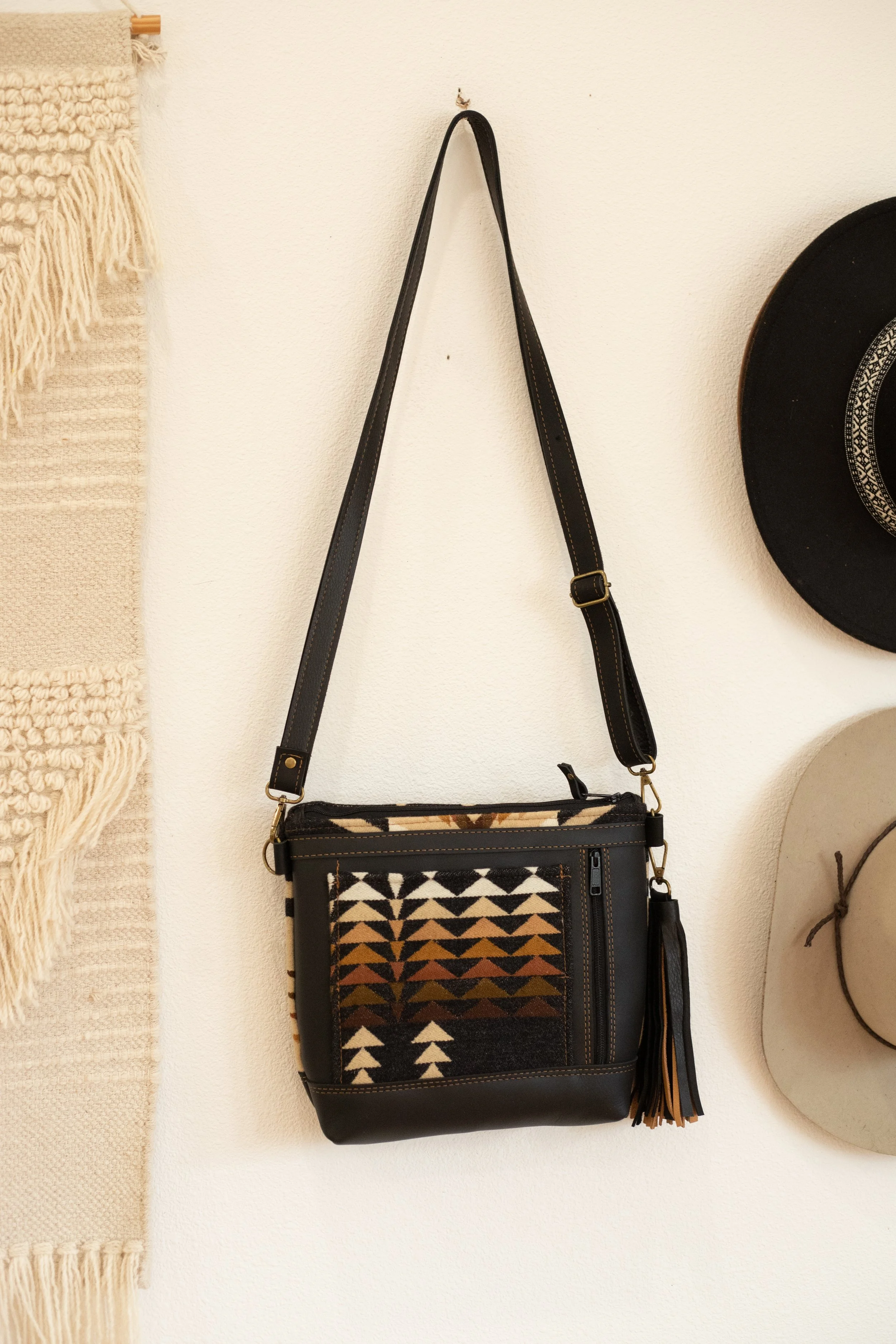 Reserved Order - Leather Bottom Crossbody in Oxford Harding Pendleton Wool with Concealed Carry Pocket