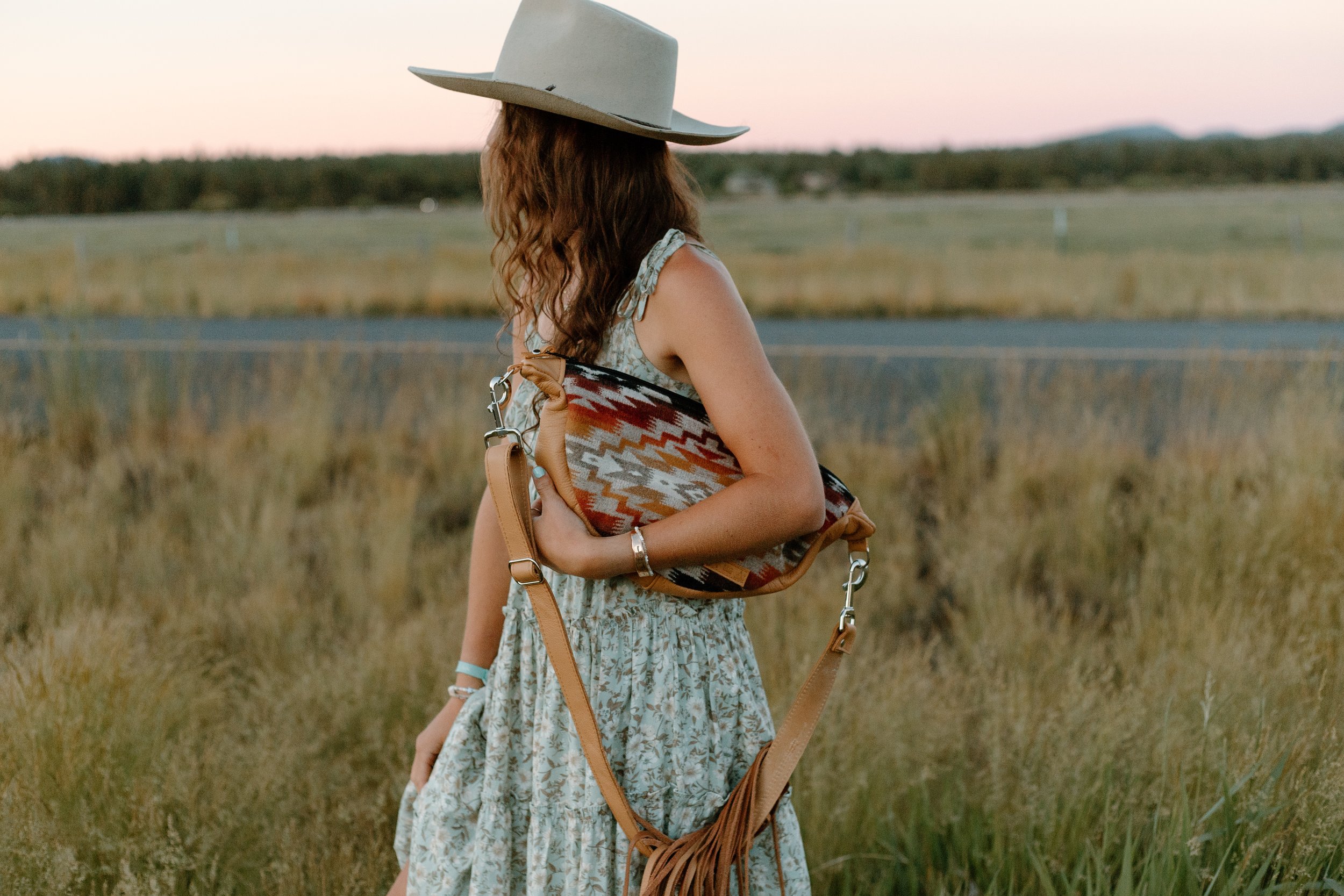 Slouchy Sling Bag in Mesilla Orange Pendleton Wool with Fringe Strap