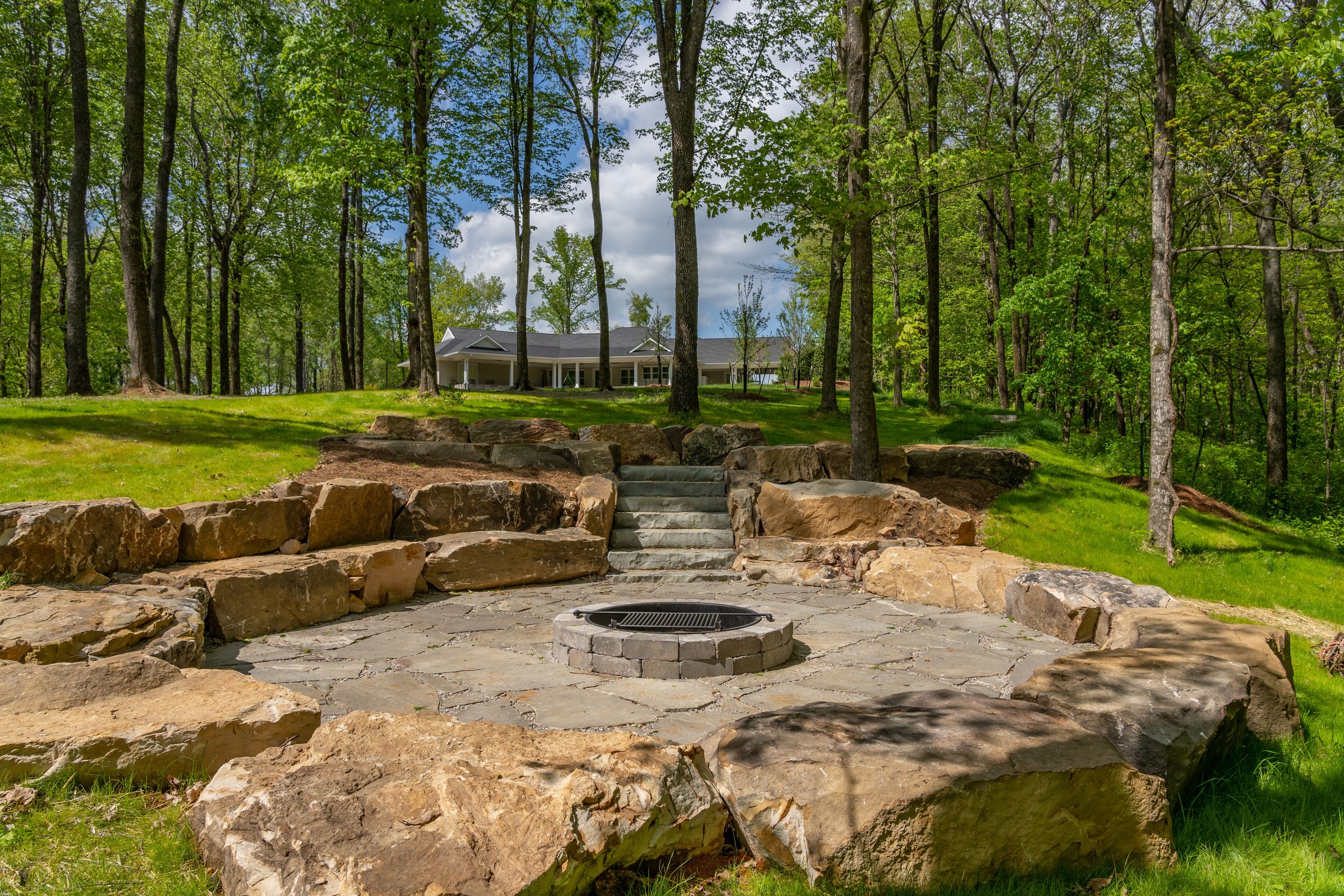 Stunning paver patio with fire pit Brentwood TN