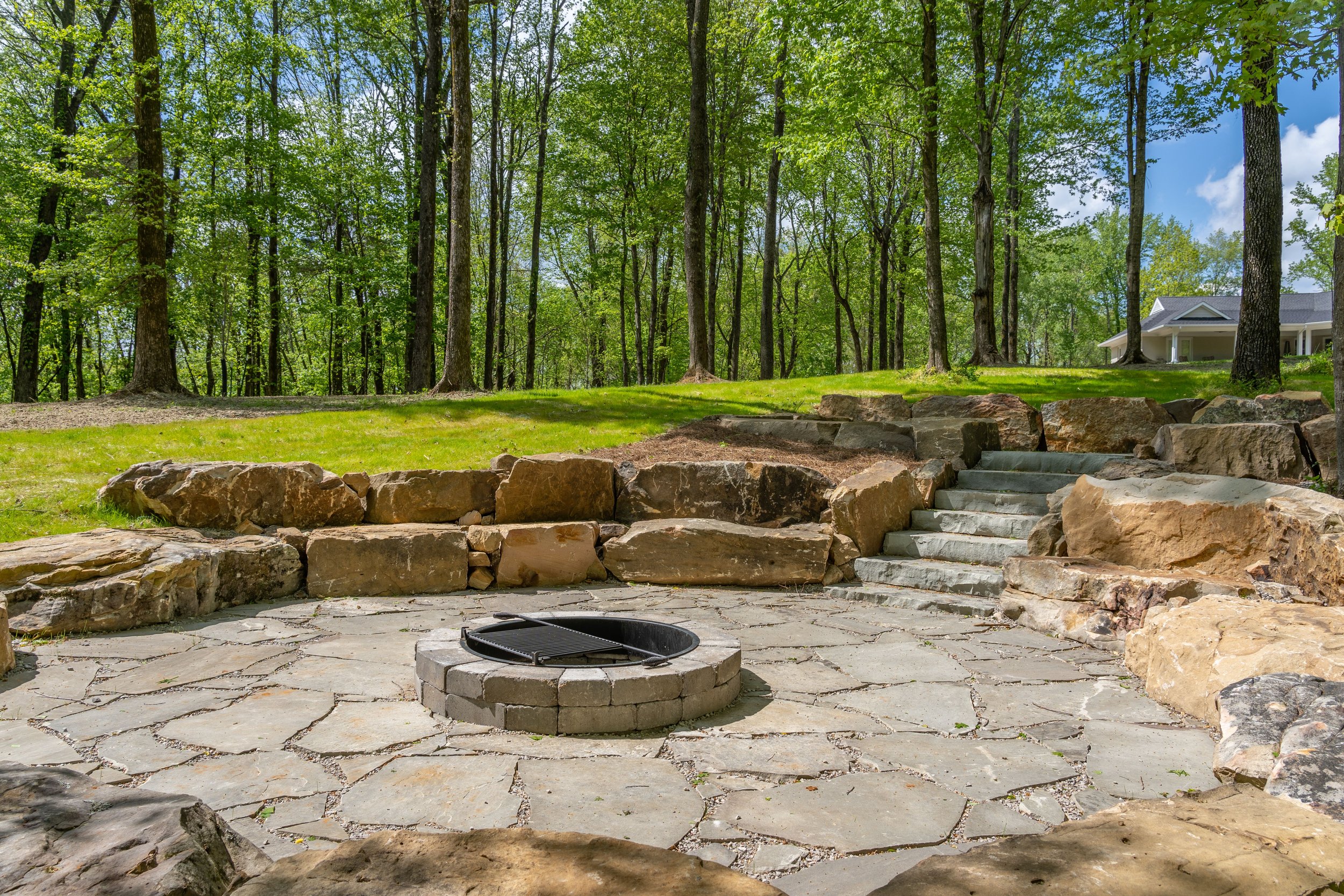 College Grove TN landscape design with paver patio and fire pit