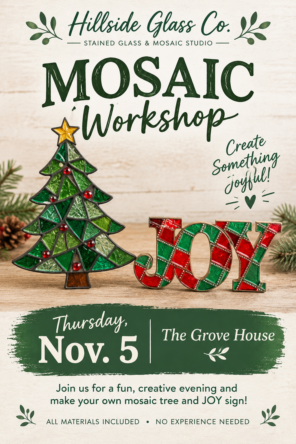 Hillside Glass Co. stained glass Holiday Workshop 