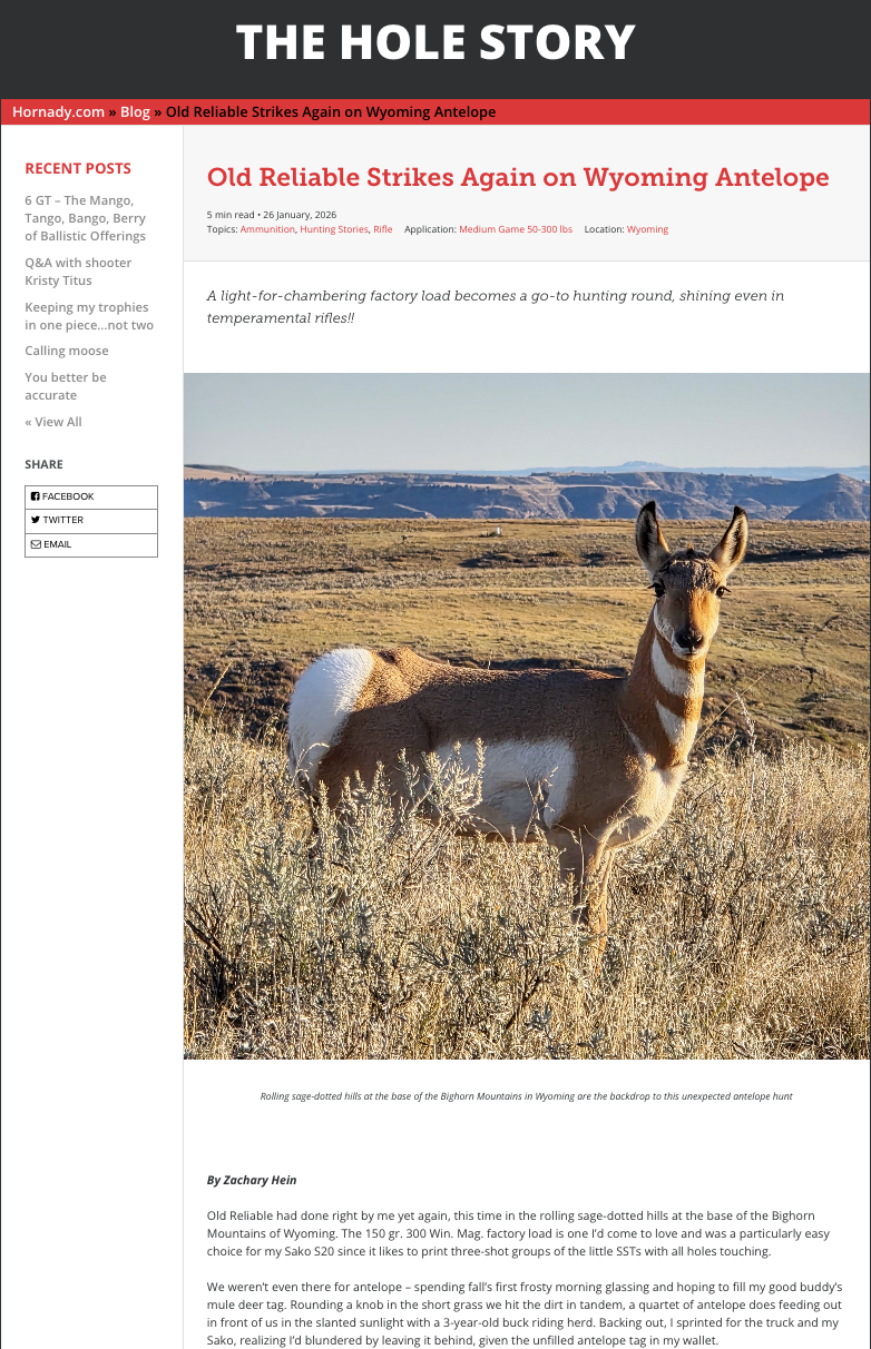 Hornady Blog, January 2026