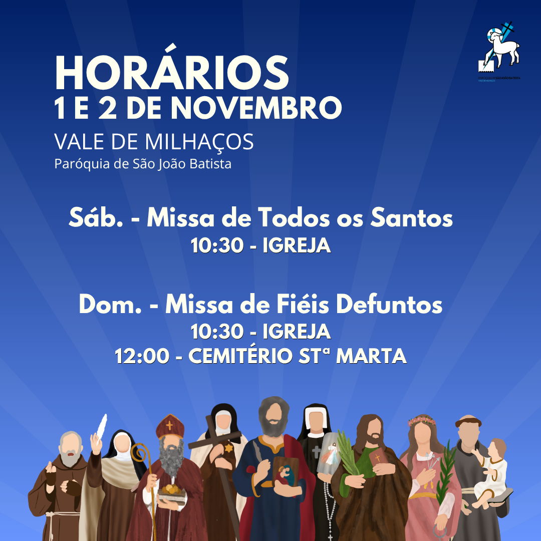 Horários dia 1 e 2 de Novembro de 2025