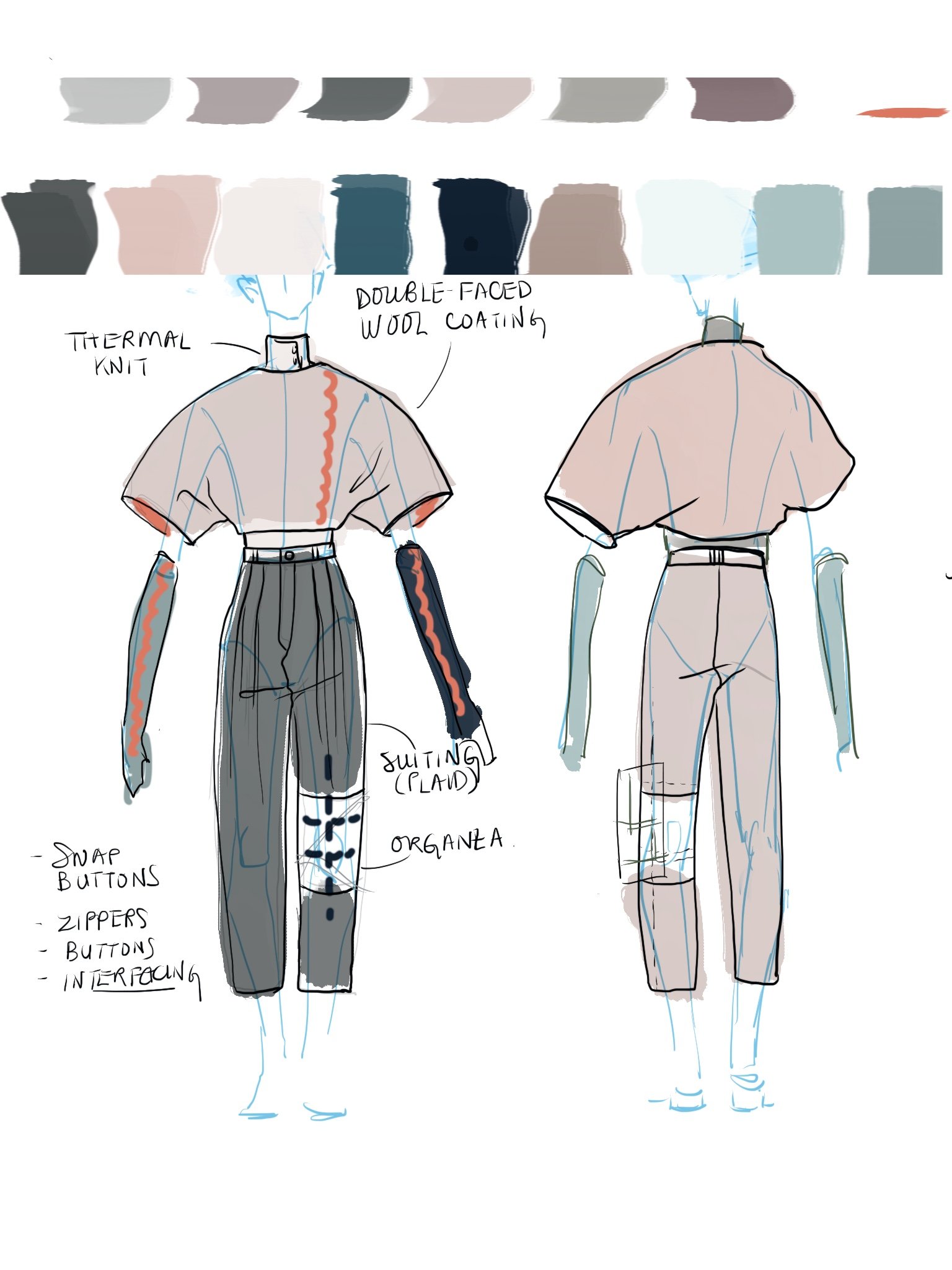 structured bolero with pops of detail and cut-out pant