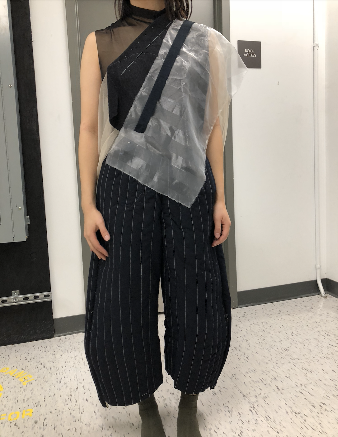 quilted pants, layered top experimentation/muslins