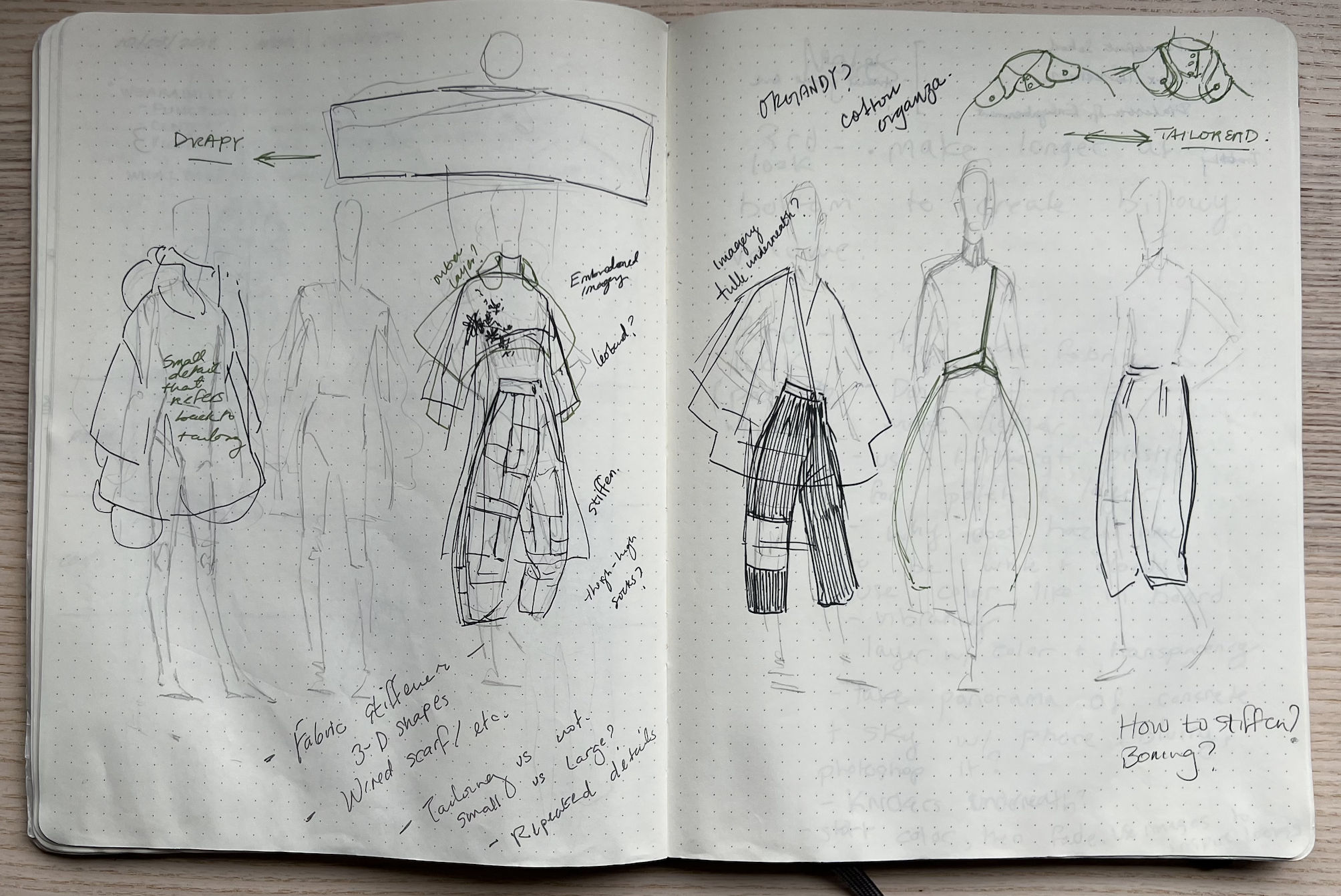 patchwork pants, cut-out pants, loose sketches