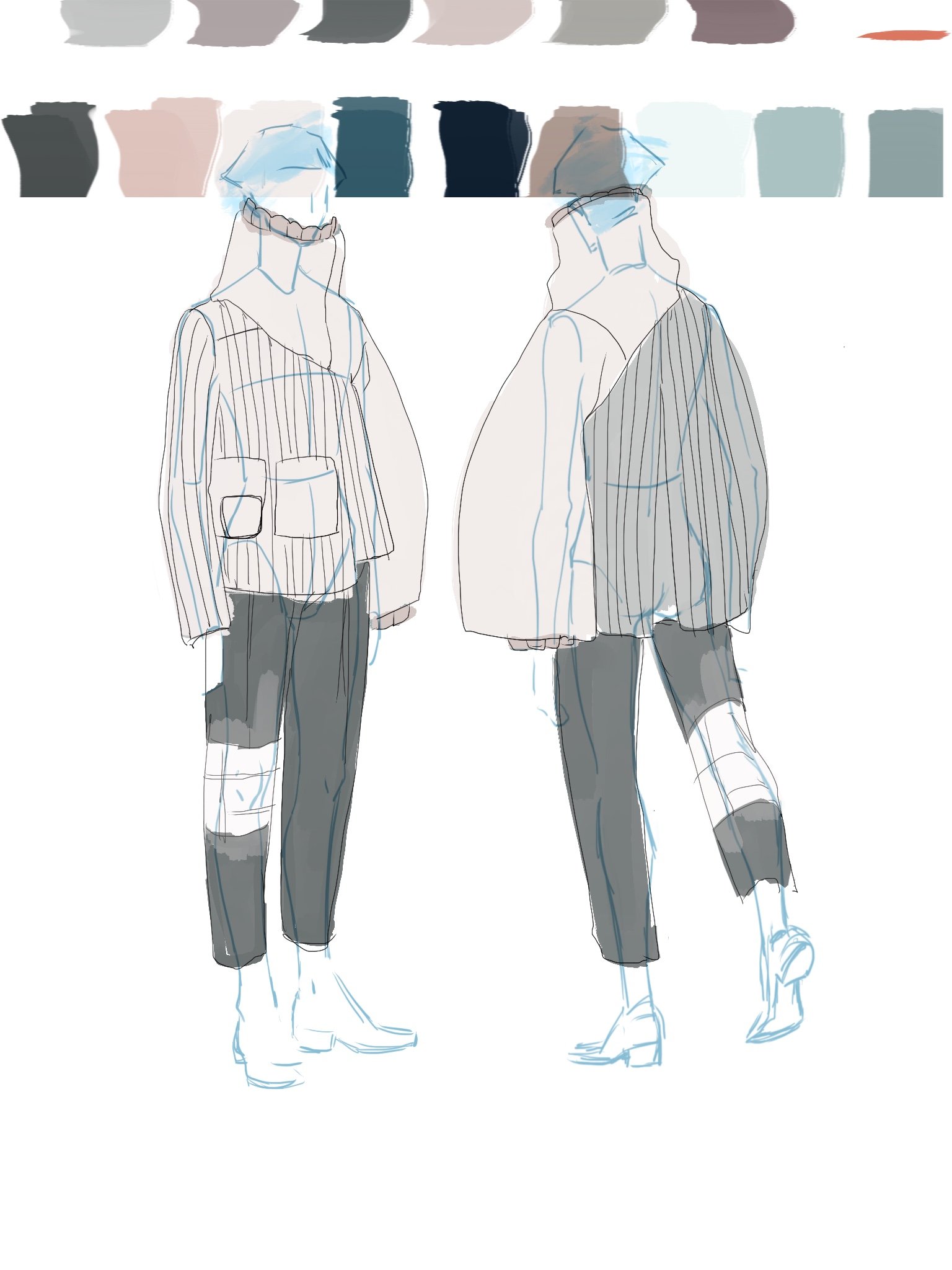 quilted jacket with cut-out pant