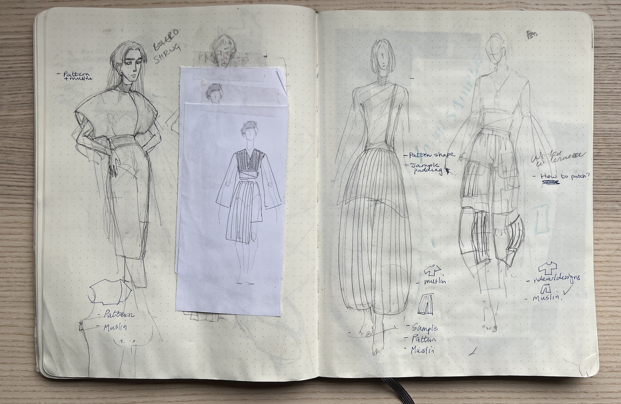 bolero, quilted pants, patchwork pants loose sketches
