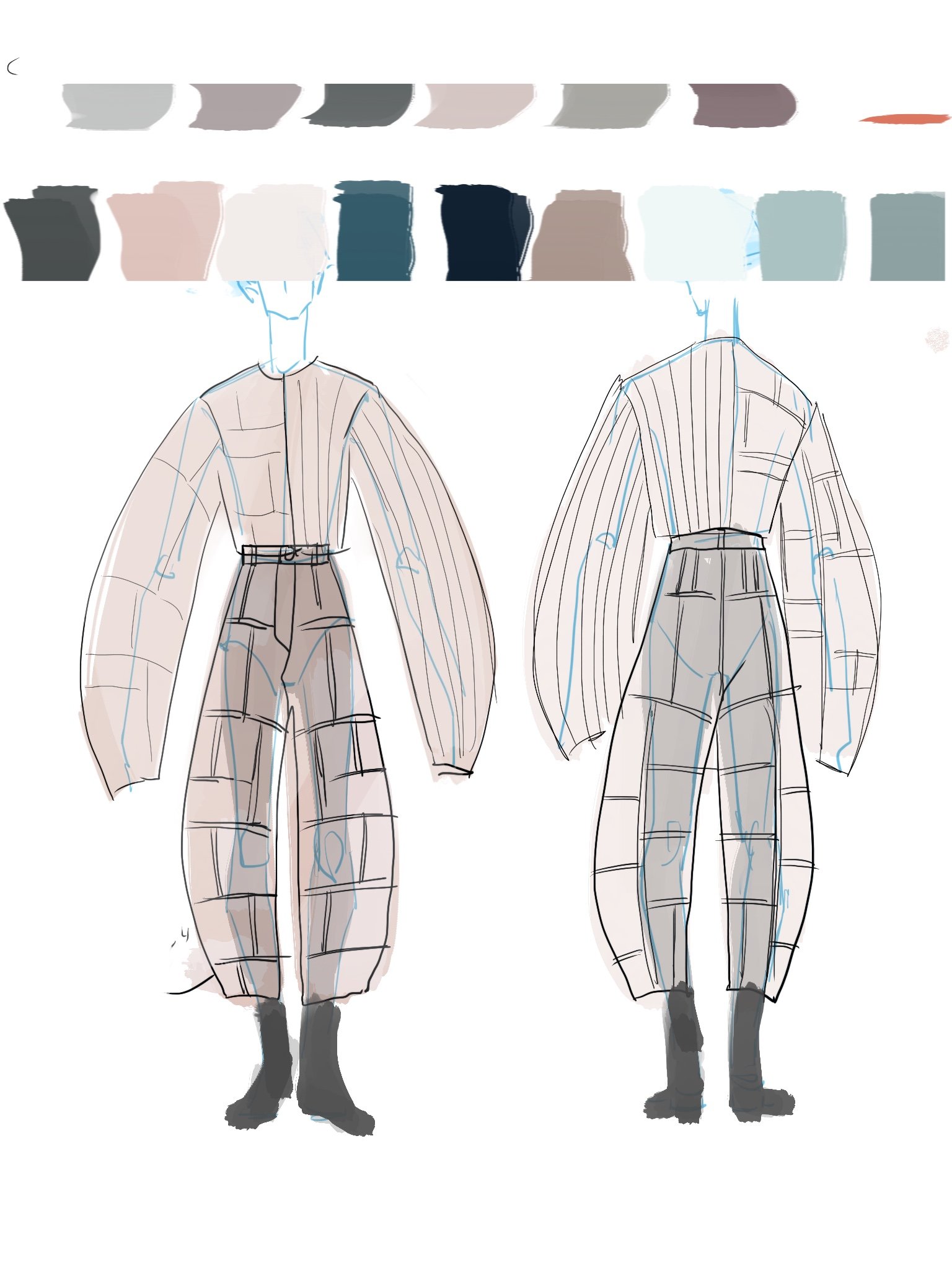 transparent patchwork pants with quilted jacket "小棉袄"