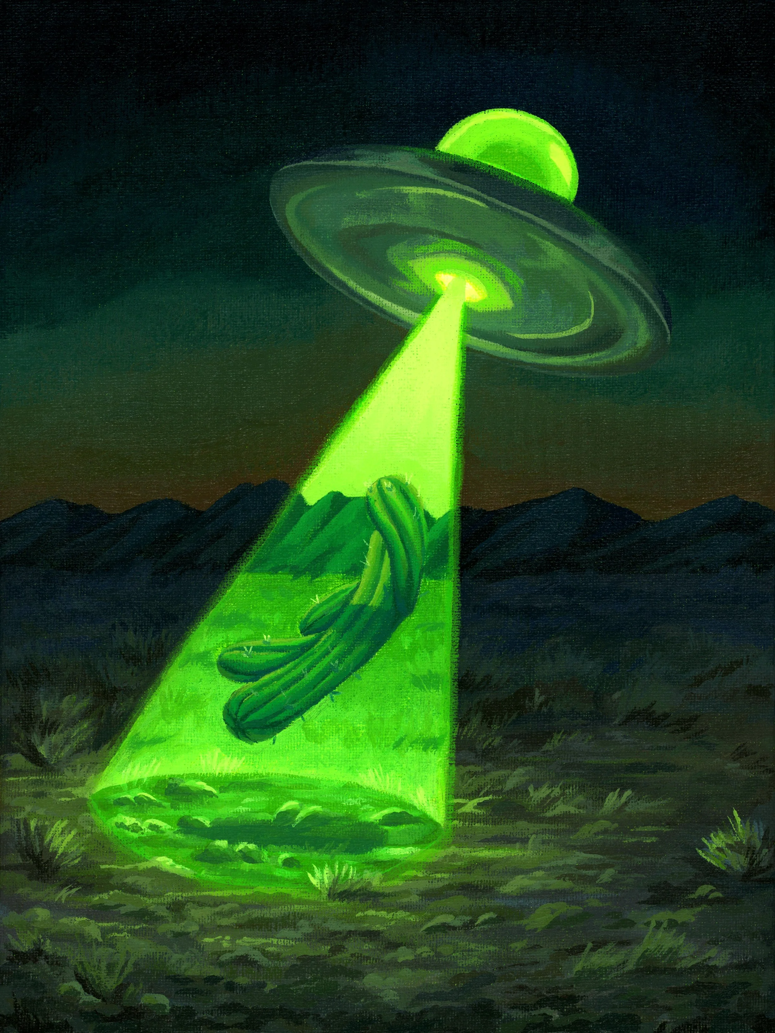 "Alien Abduction" acrylic on canvas 8"x10" 2026