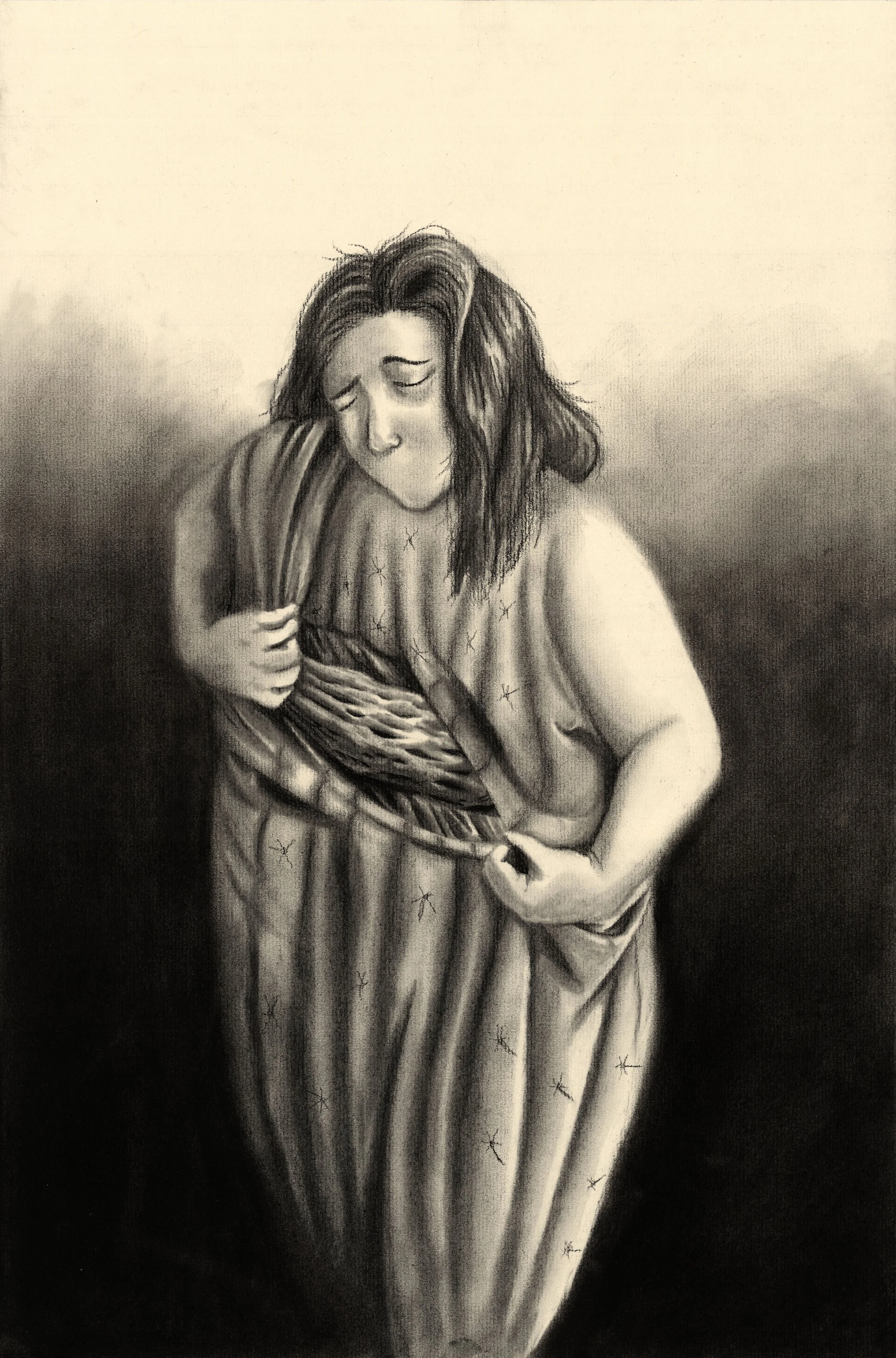 "Ribs" charcoal on paper 18"x24" 2024