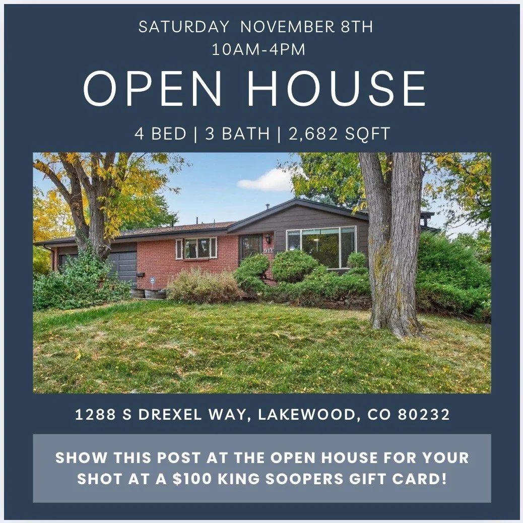 🏡 Open House This Saturday!
📍 1288 S Drexel Way, Lakewood
🕙 10AM&ndash;4PM | Nov 8th
✨ 4 Bed | 3 Bath | 2,682 SqFt

Stop by and meet Shelby Schulz &amp; Monica Bleach from Sterling Real Estate Group &mdash; listed by Greg Powers.

💙 Show this pos