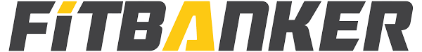 Logo with the words 'FITBANKER' in bold black and yellow letters.