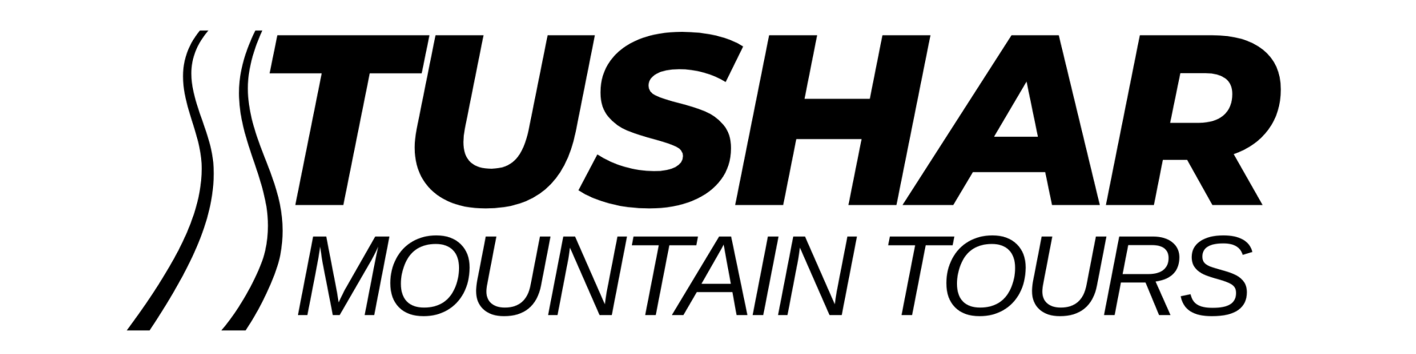 Logo for TUSHAR Mountain Tours with stylized mountain peaks and bold text.
