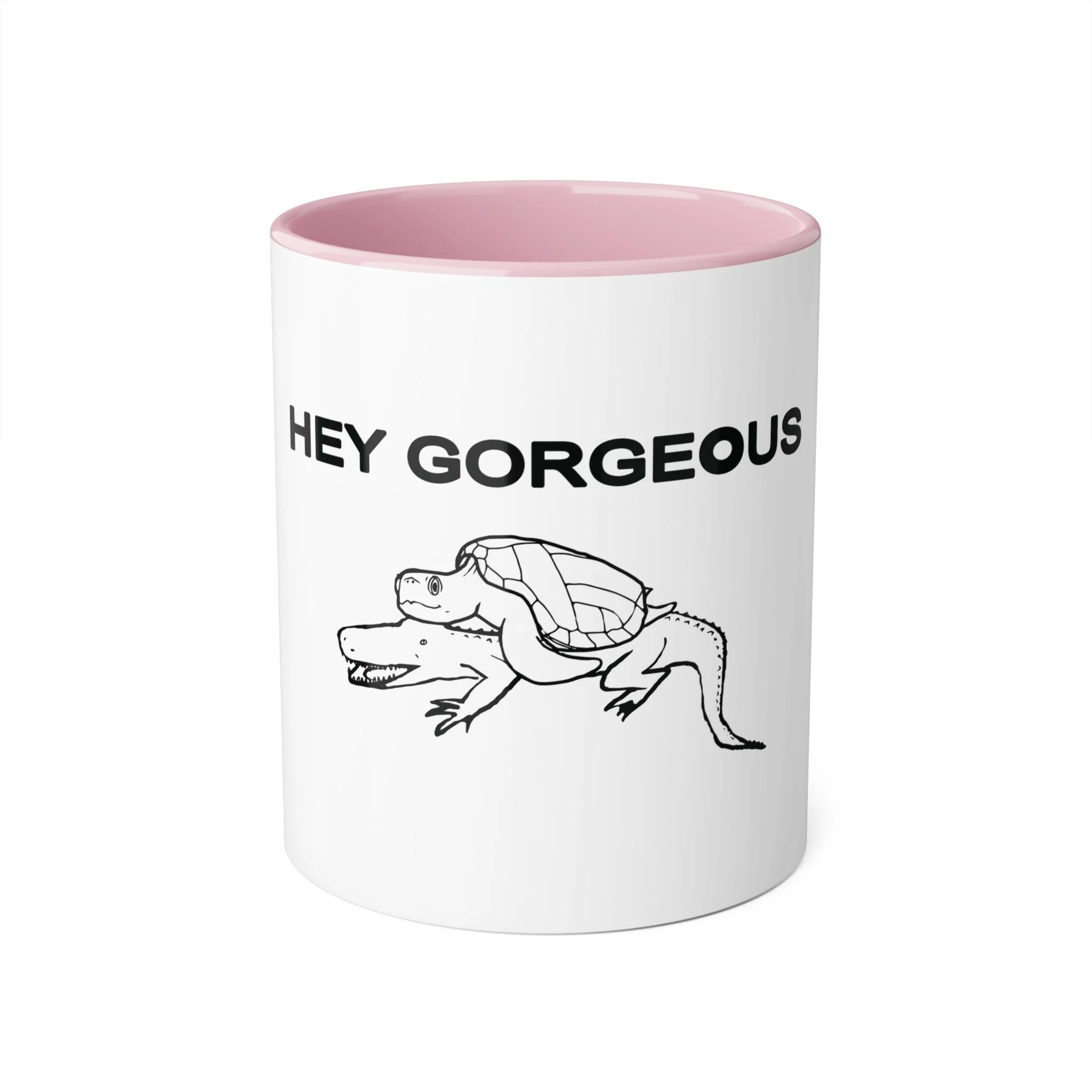 Hey Gorgeous Turtle-Crocodile Accent Mug (11oz)