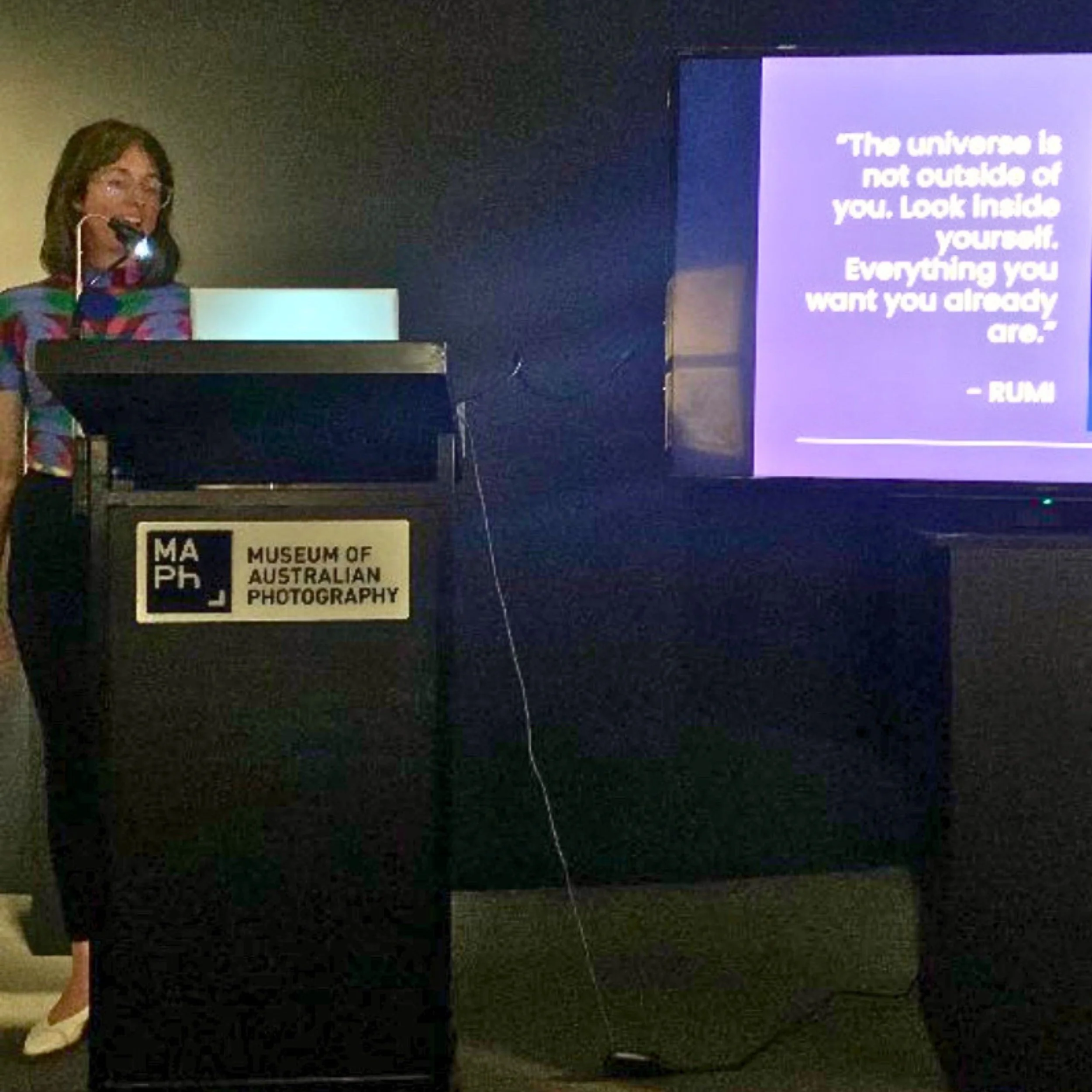 Alison Lasek giving a presentation at Museum Australian Photography