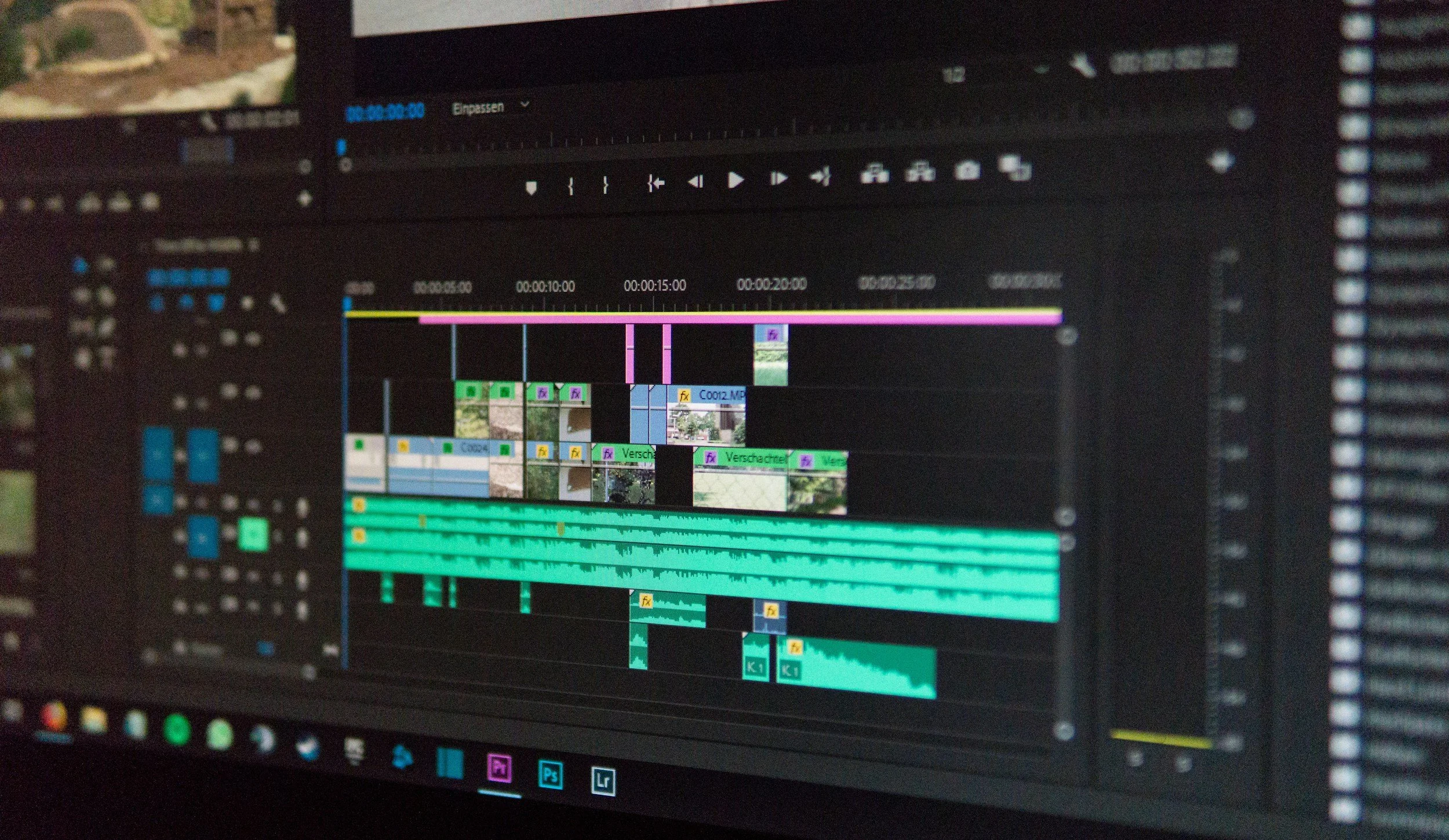 Picture of computer screen with video editing software opened.