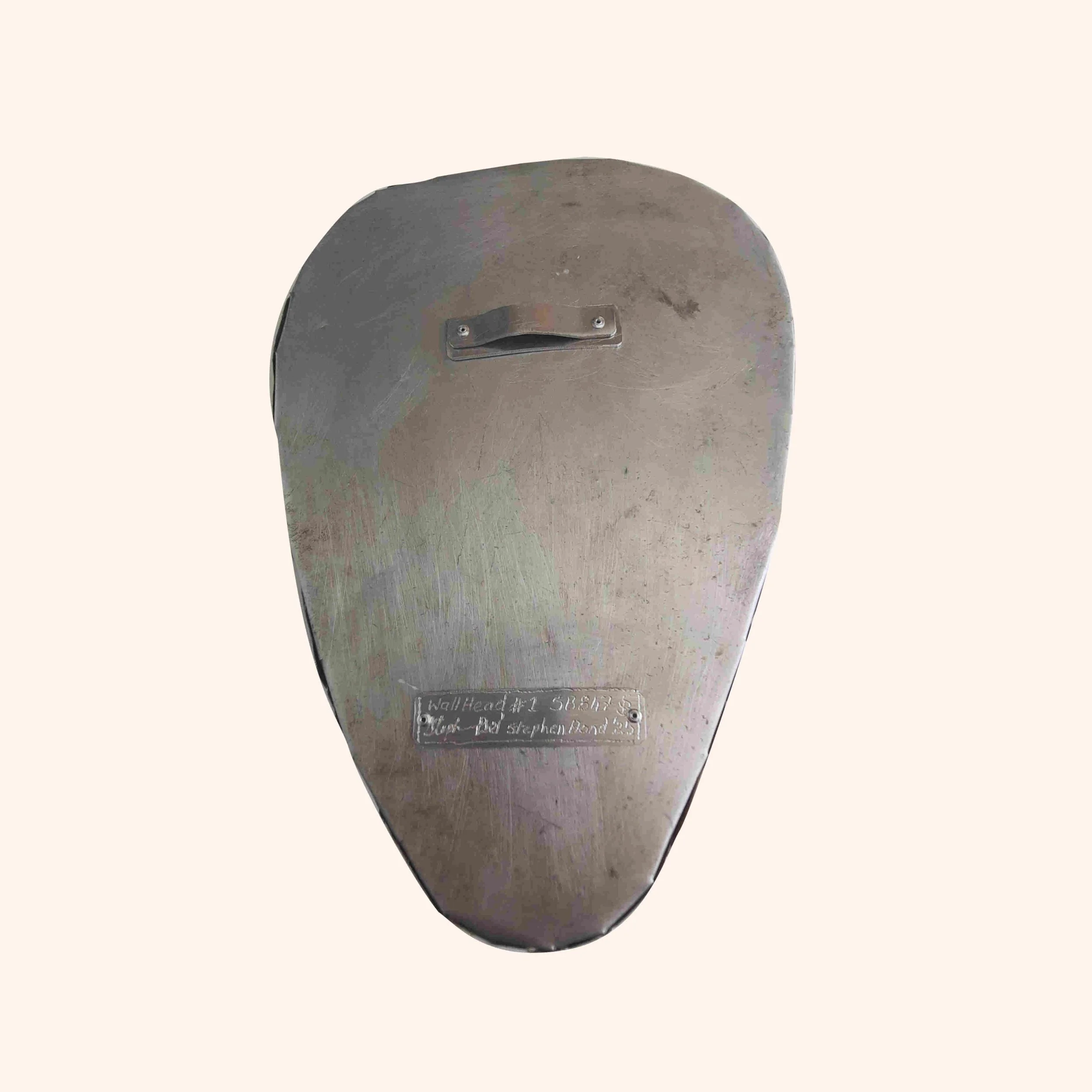 Back of Wall Head #1 showing engraved label  with SB Number - Unique Identifier and Signature