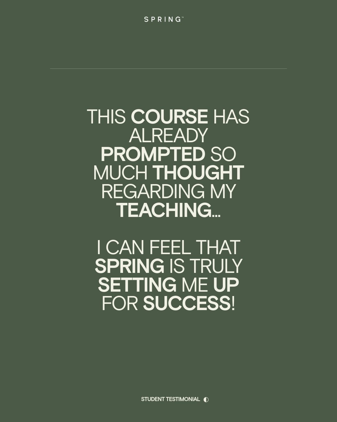 Elise is already feeling the shift 🤍

&ldquo;This course has already prompted so much thought regarding my teaching thus far and where I want it to take me&hellip; I can feel that SPRING is truly setting me up for success!&rdquo;

Our learning pathw