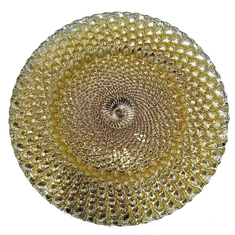 Gold Dahlia Glass Charger