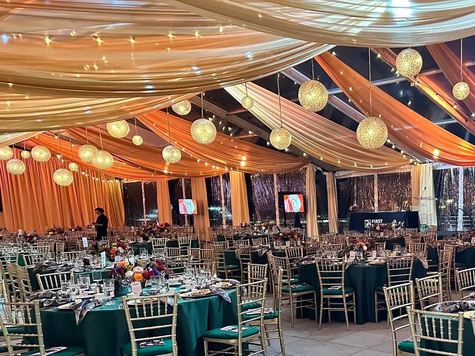 Tent ceiling draping for gala in Chattanooga