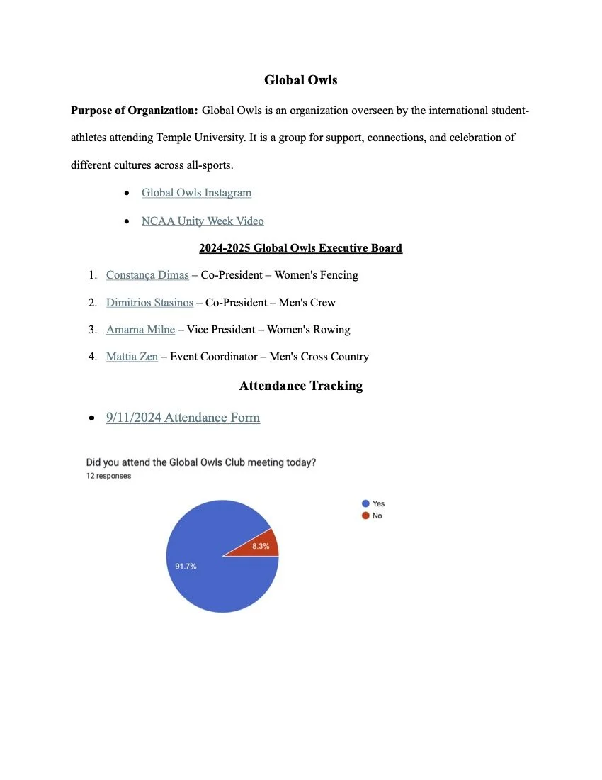 Student-Athlete Organization Portfolio 