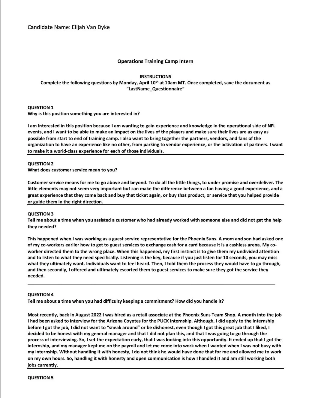 Questionnaire - More About Me 1.0 - Elijah Van Dyke  