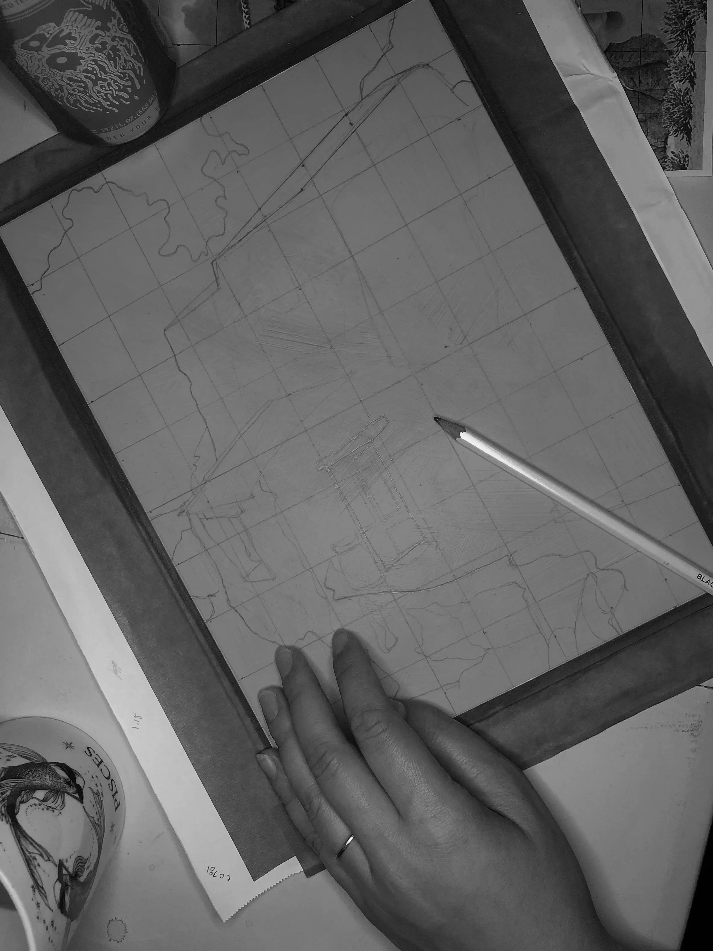Artist Ariana Winston begins her process with a sketch and underpainting for the new painting "A Special Place" inspired by contemporary romantasy.