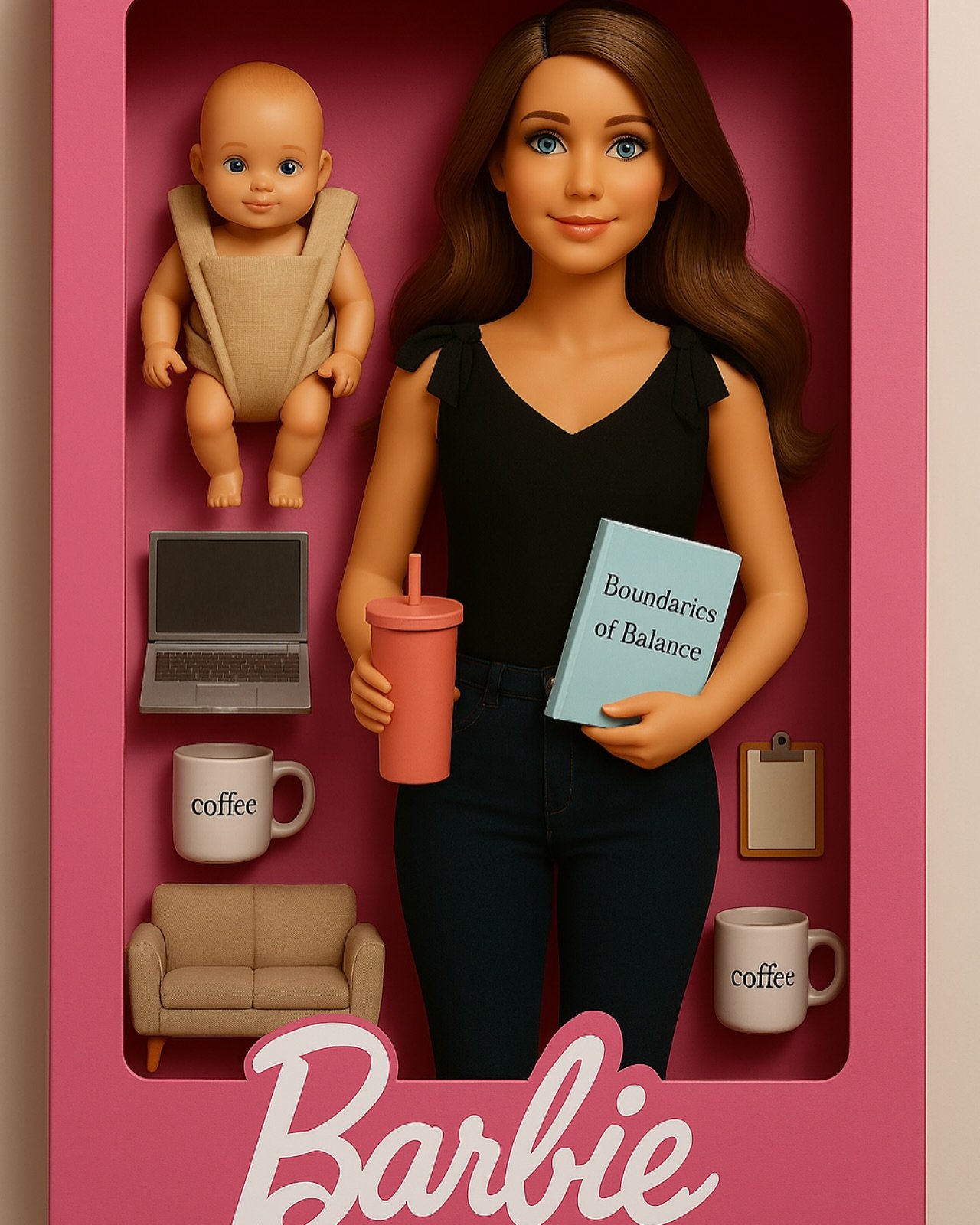 I KNOW Chat GPT did not just generate two coffee mugs and prioritize my boundaries book over my baby 🤣🤣. For the record, I let it choose the accessories.