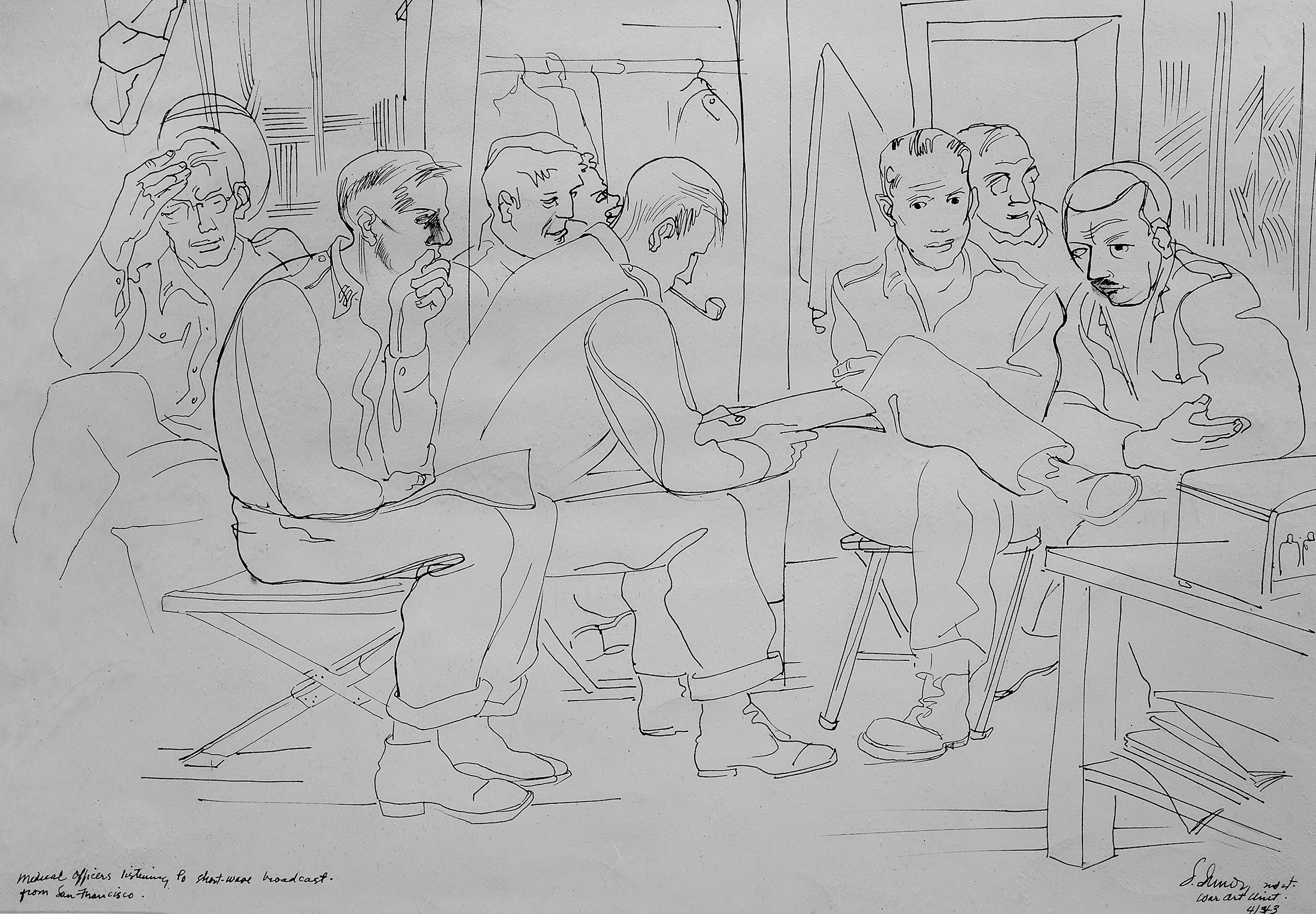 Medical officers listening to broadcast from San Francisco – 18th Gen Fiji Islands 