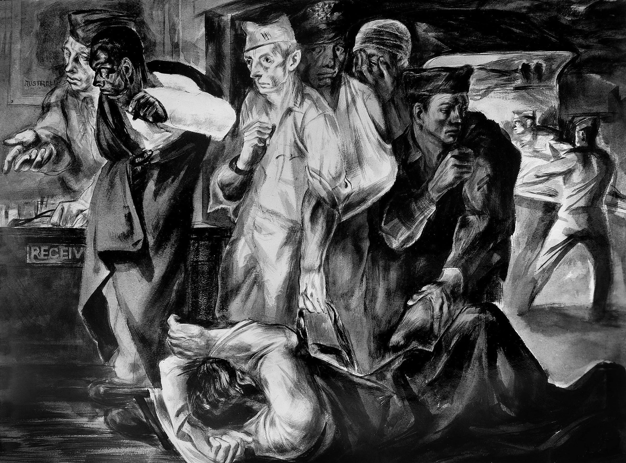 {Rt Side of two} Receiving the sick and wounded from New Guinea – 118 General Hospital 