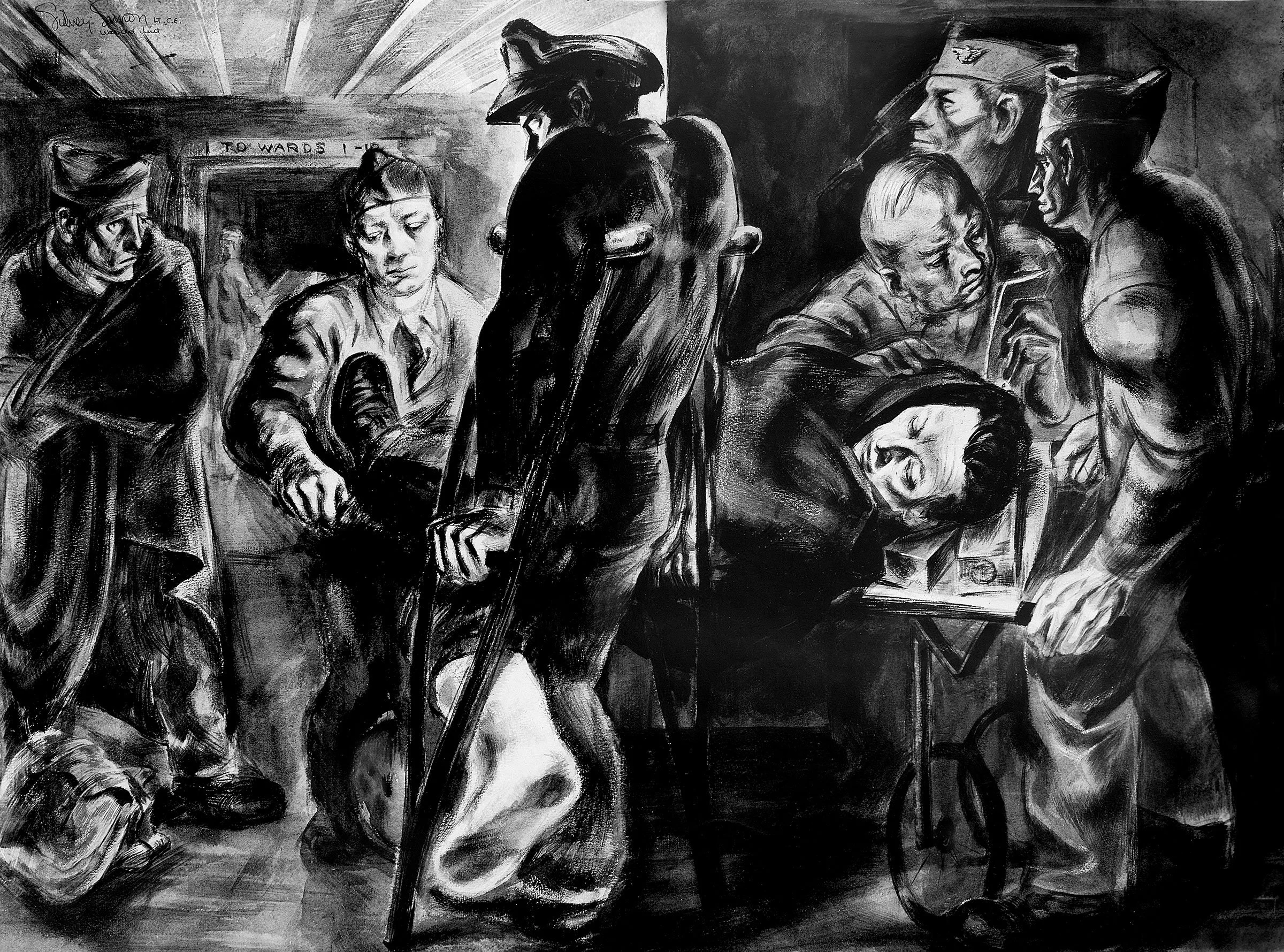 {Lft Side of two} Receiving the sick and wounded from New Guinea – 118 General Hospital 