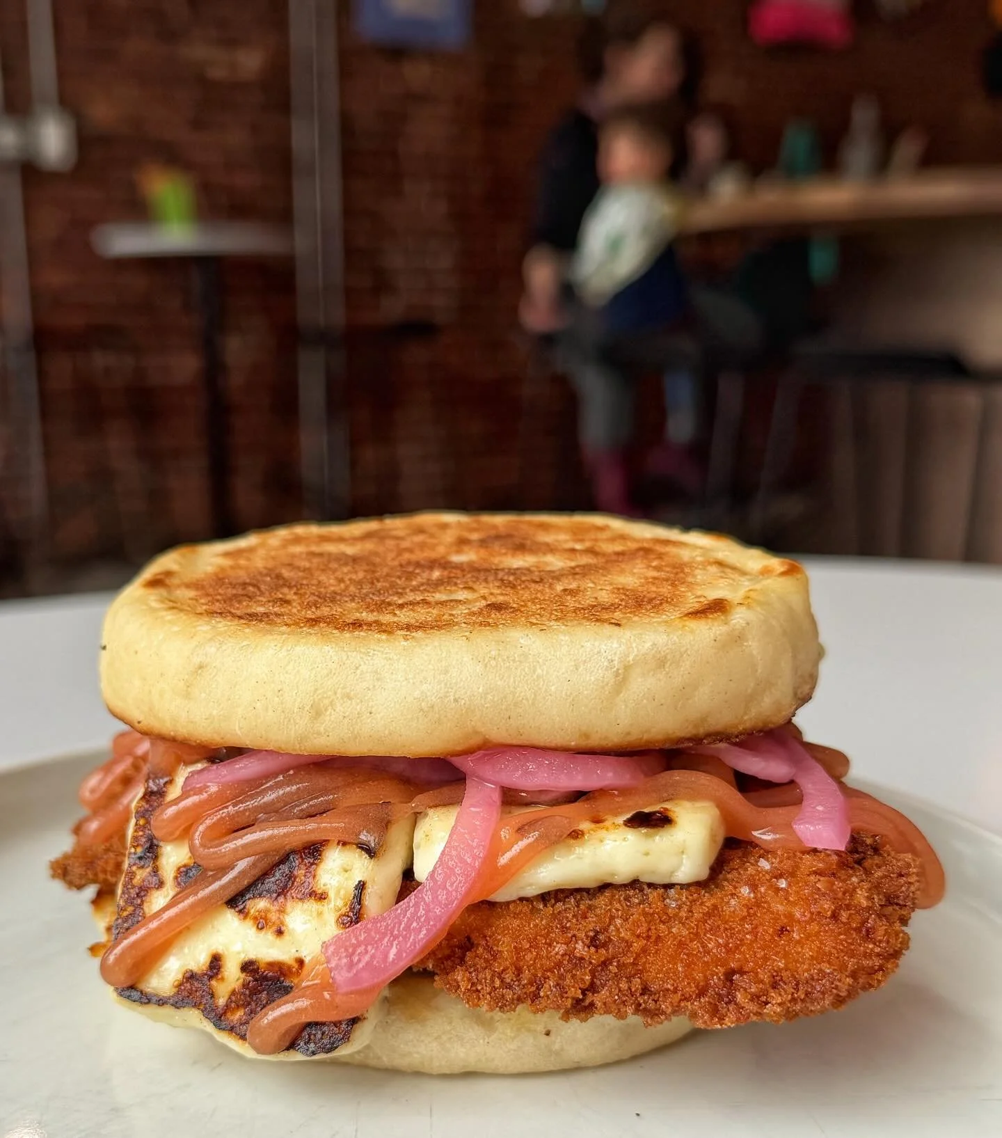 New special this week 

The Latin Velvet Crisp 
Golden Fried quarter Pound Marinated Chicken Breast , Avocado Mayo , Fried Cheese , Guava Jam , Pickled Red Onions , Buttermilk English Muffin 
#chicken #sandwich #queso #guava #portlandmaine