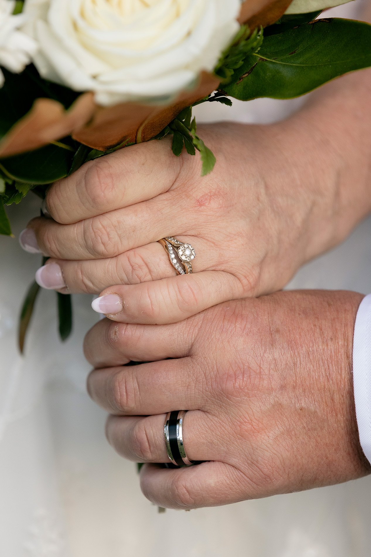 Wedding rings on fingers