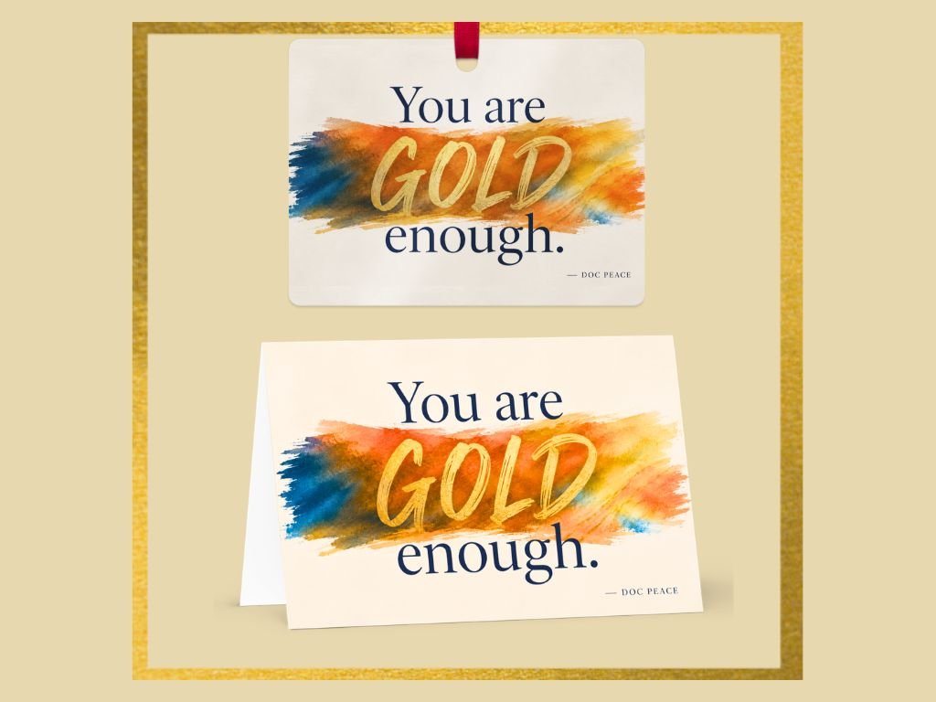 GOLD Enough Card + Ornament Keepsake Gift Set