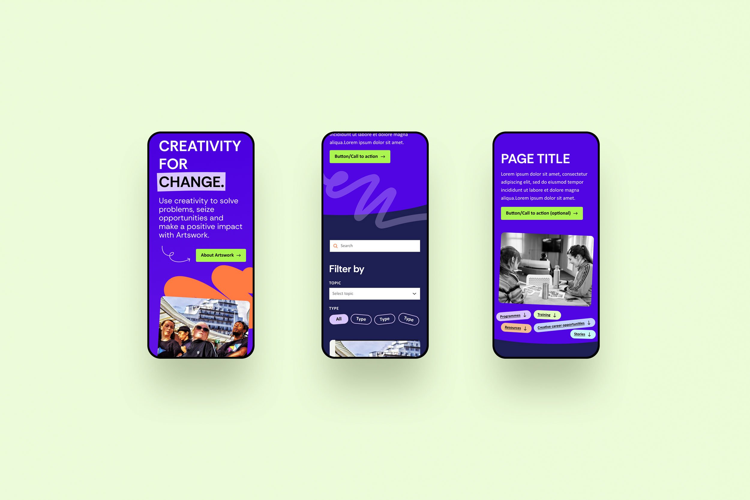 UI Design & Digital Brand Refresh for Arts Charity