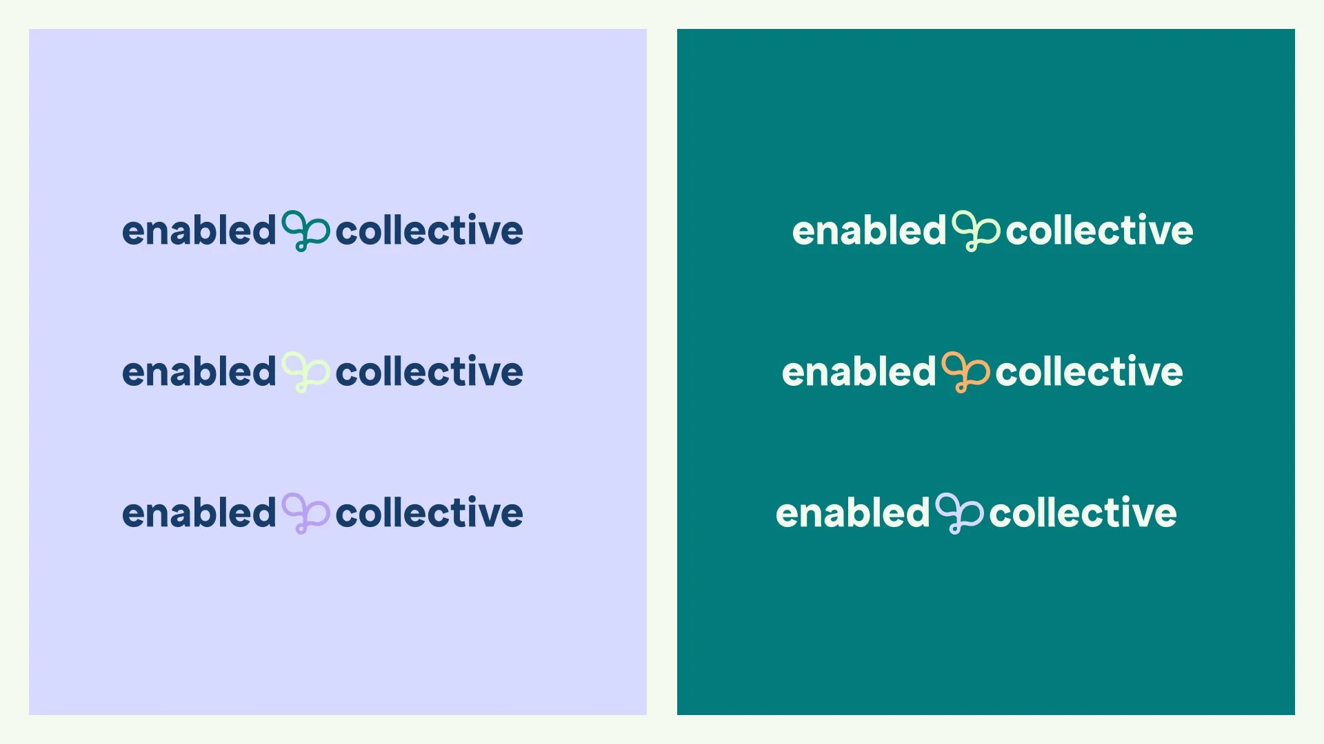 colour variations of the enabled collective horizontal logo