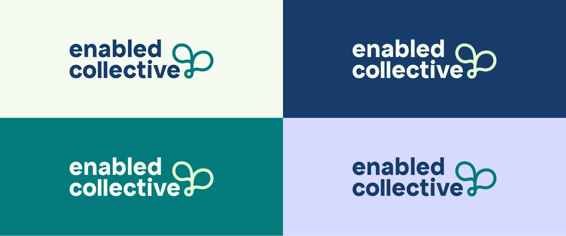 Colour variations of the enabled collective stacked logo
