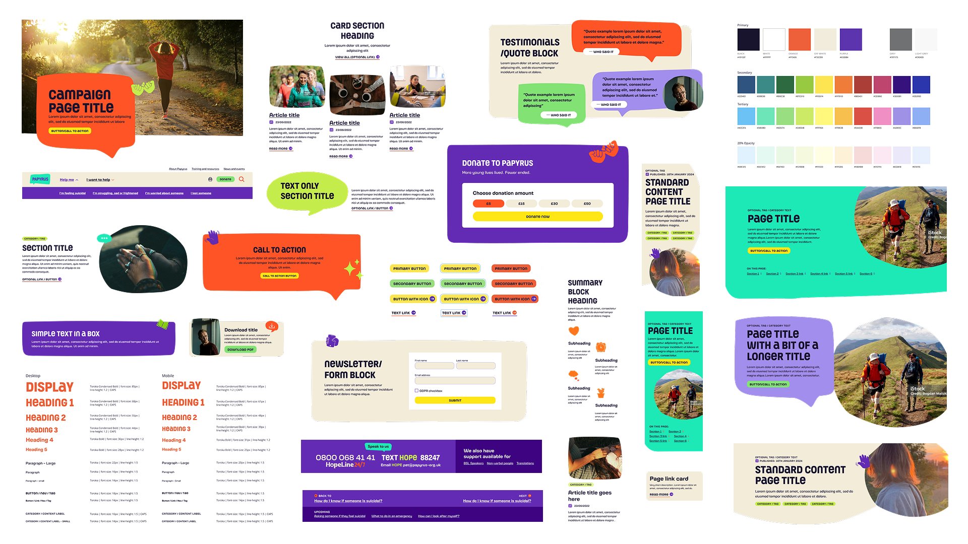 Design system, style guide and component library designs for the PAPYRUS website