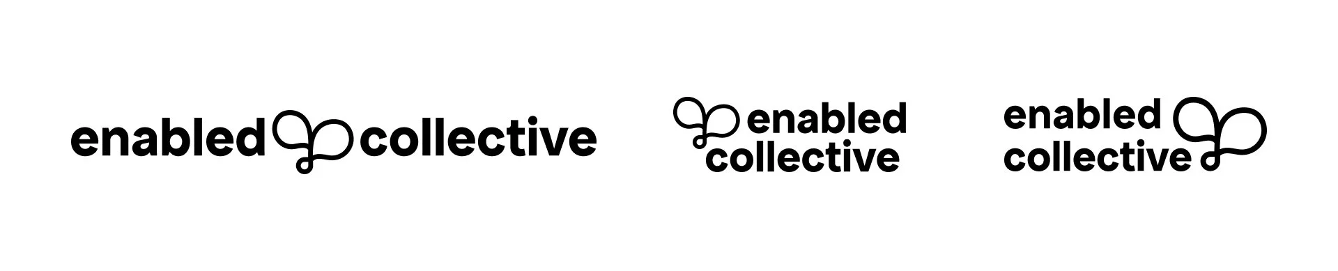 Black on white initial logo concepts for enabled collective