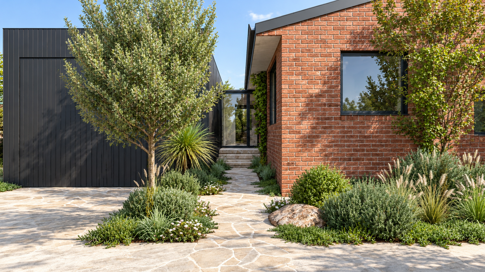 Modern Courtyard Pathway to Glass Entry.png