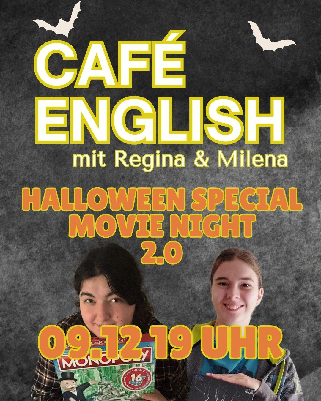 In case you're not quite done with Halloween, tomorrow there is another edition of Halloween movie night at Cafe English! There will be snacks and drinks, and feel free to bring your own dinner :)
