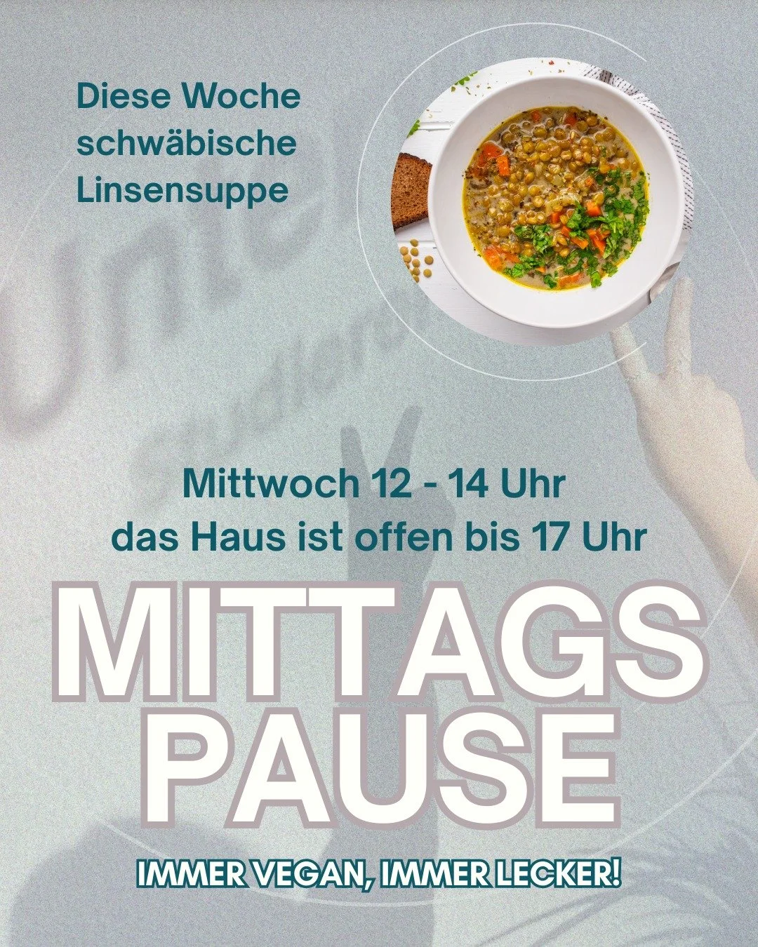 Am Mittwoch seid ihr wieder zur Mittagspause eingeladen: macht ne Pause bei einer leckeren Linsensuppe, lernt Unterwegs und andere kennen. Wir freuen uns auf euch!

#unterwegst&uuml; #studierenint&uuml;bingen #unit&uuml;bingen #t&uuml;bingen