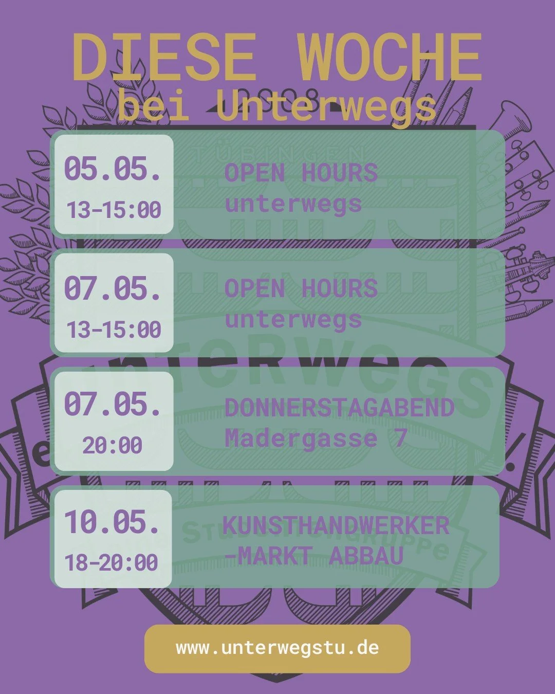 Kommt rum diese Woche! Wir freuen uns auf euch :) F&uuml;r mehr Infos schau auf unserer Homepage, auf den anderen Posts, oder schreib uns gerne eine DM!  #studierenint&uuml;bingen #unit&uuml;bingen #t&uuml;bingen #unterwegst&uuml;