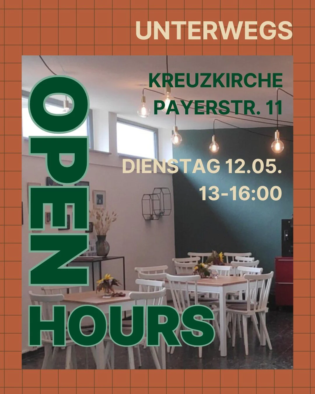 Die Open Hours finden f&uuml;r eine Weile noch in der Kreuzkirche statt, juhu 🤗 Wir sind dort am 12.05. von 13-16:00 mit Kaffee, Tee, Spielen und Gemeinschaft. Sehen wir uns?

📍Payerstr. 11 (Kreuzkirche, Haupteingang)
⏰ 12.05.26, 13-16 Uhr

#studie