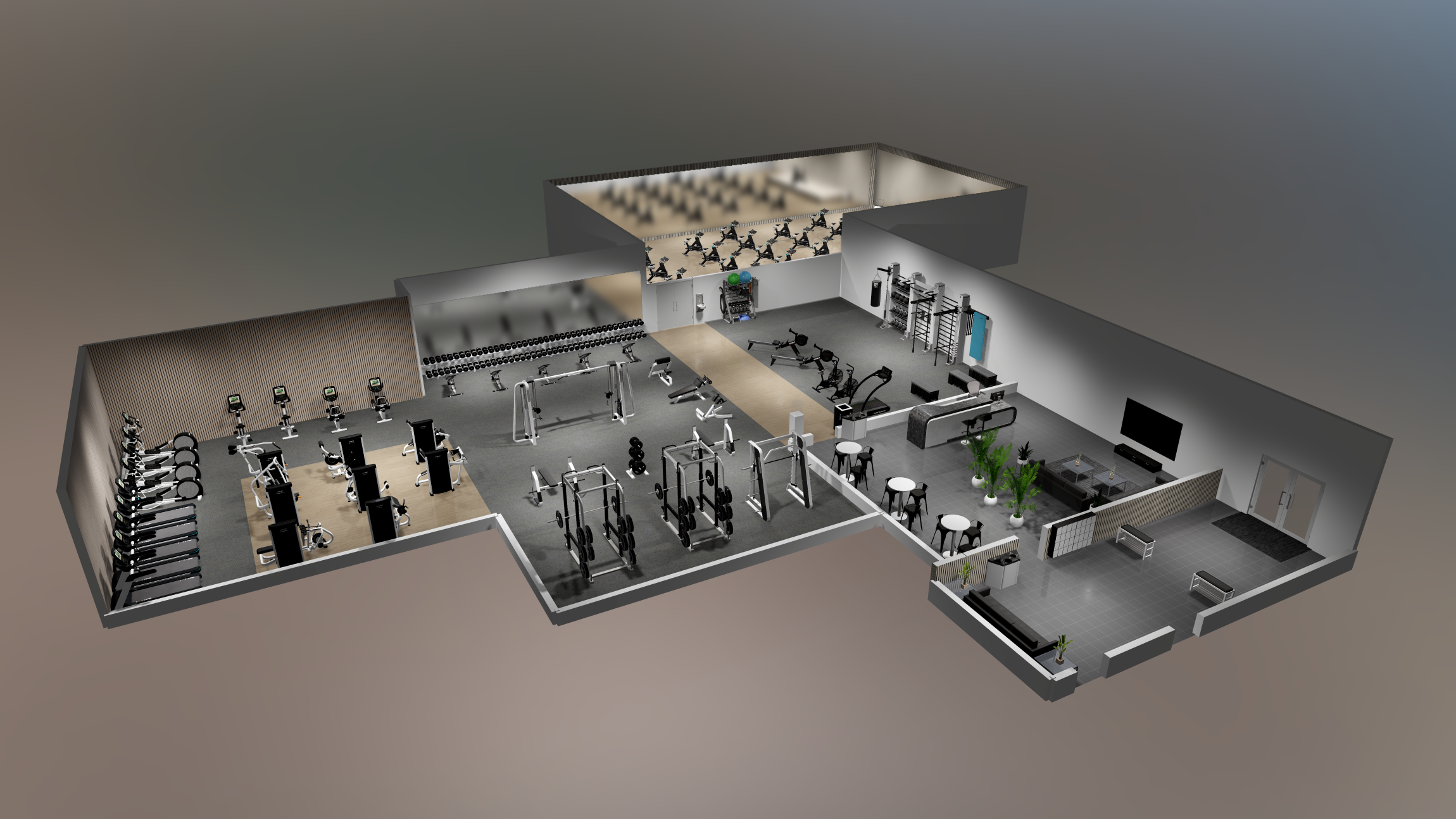 Modernes Fitnessstudio-Design, erstellt mit Ecdesign 5
