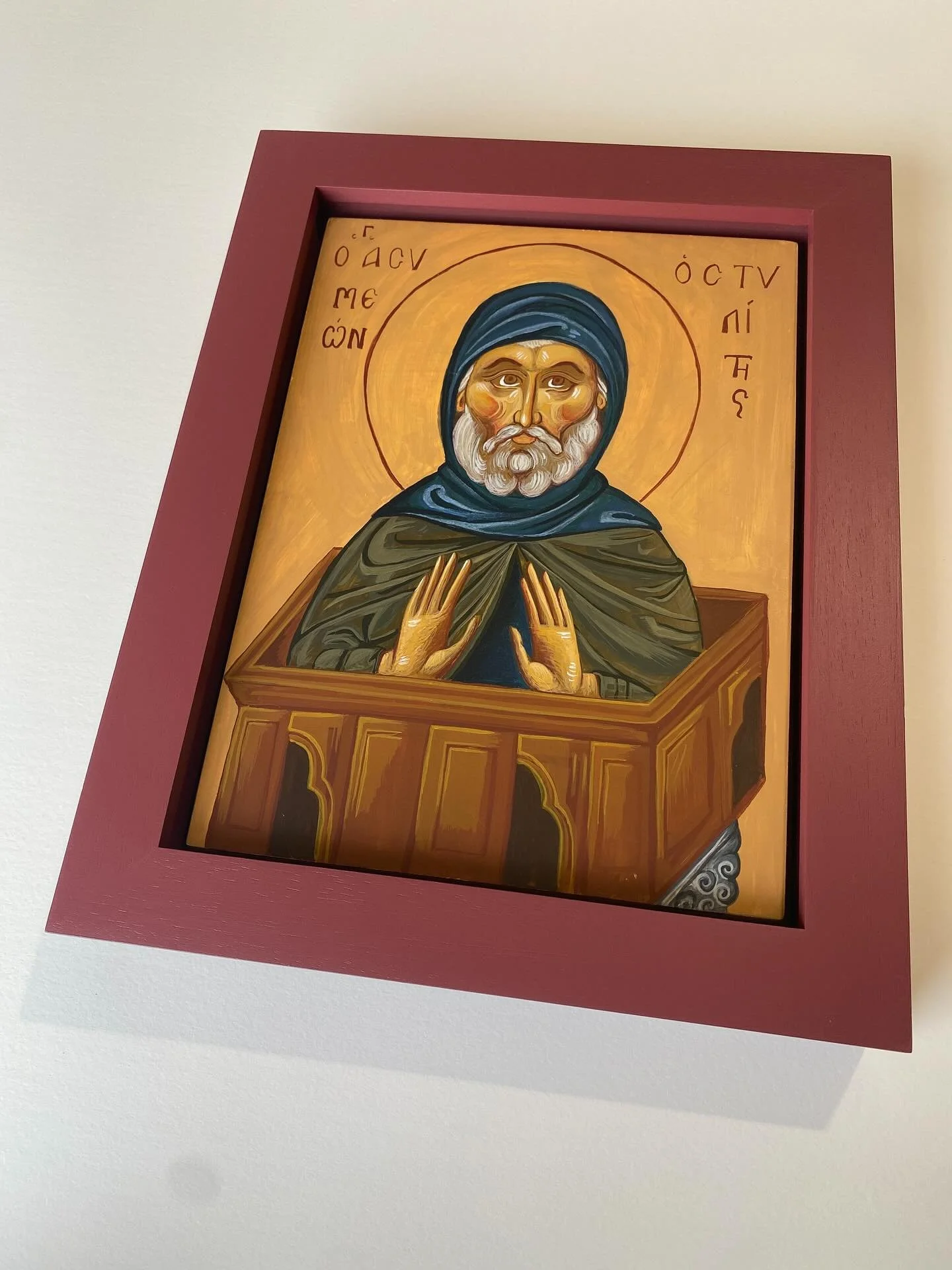 Framed this little icon painting a little while back for @francesoconnorphotographer . It&rsquo;s a rebated frame but we just left a very small shadow gap of 5mm all round. Frame spacer and back board all hand painted in @farrowandball #eatingroomred