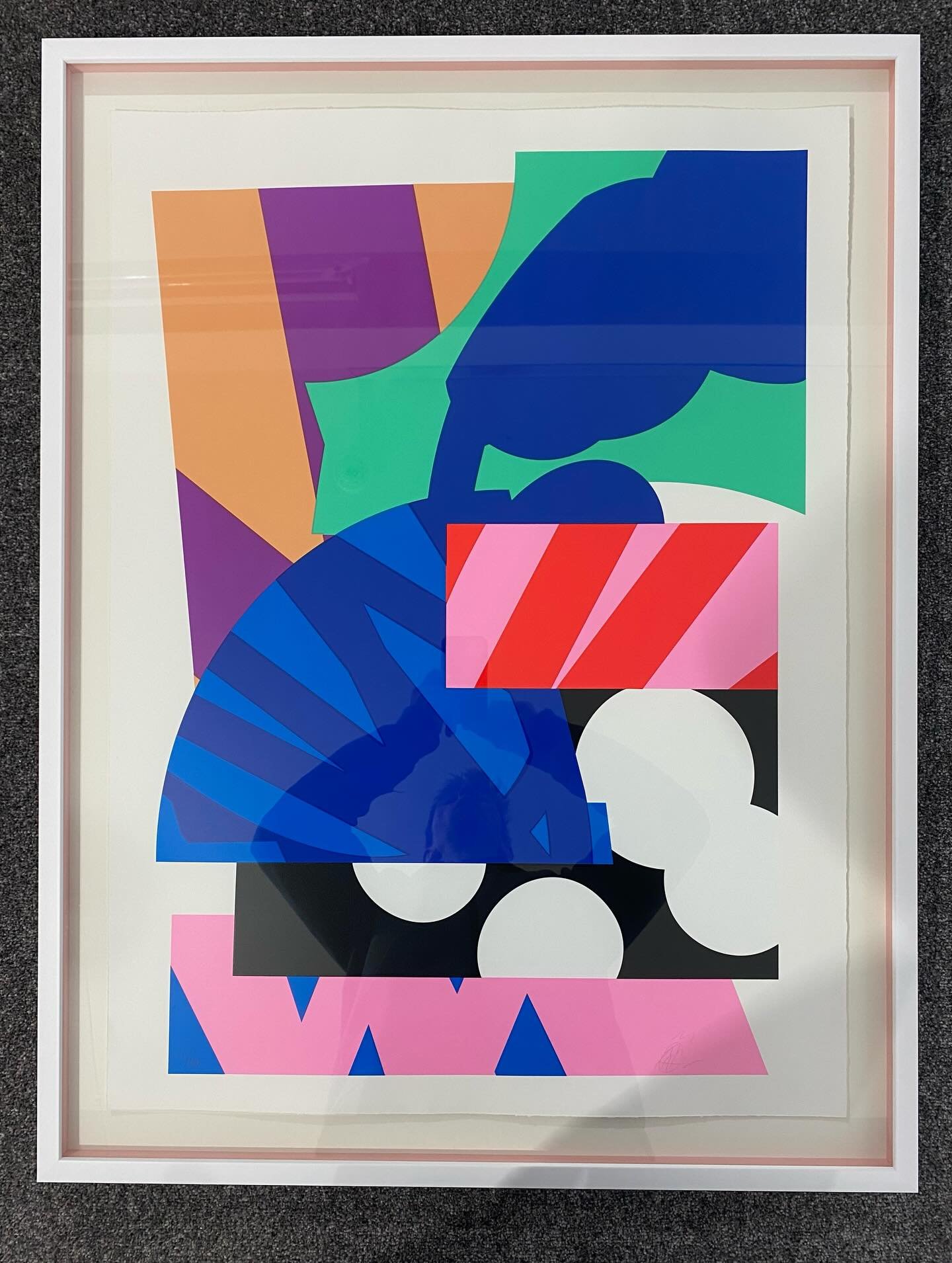 This pair of @andywelland prints brightened up the workshop before Christmas. When I get things in with big bold colours I generally recommend keeping the framing minimal. We did however, decide to add a cheeky accent of pink for the spacer, which is