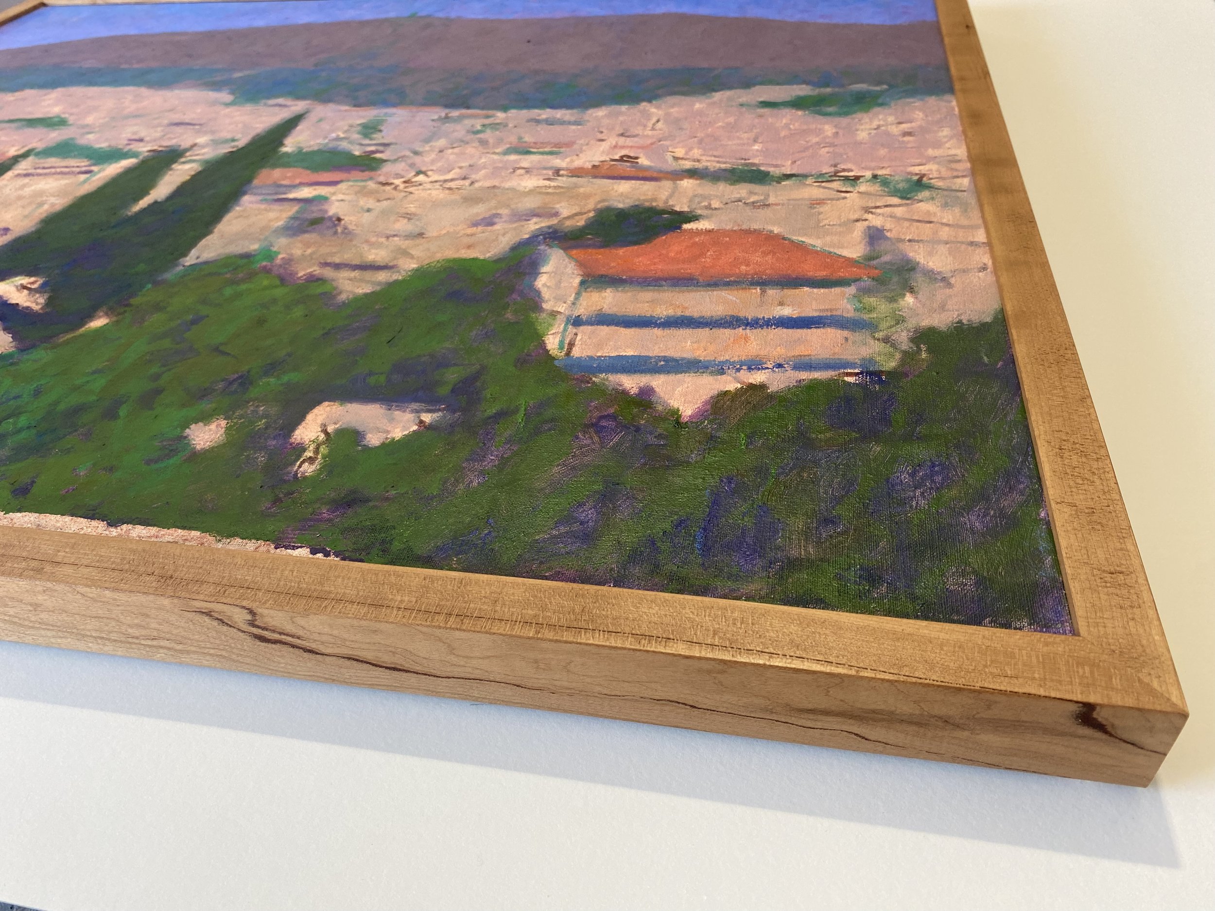 Original oil painting on canvas in cherry frame